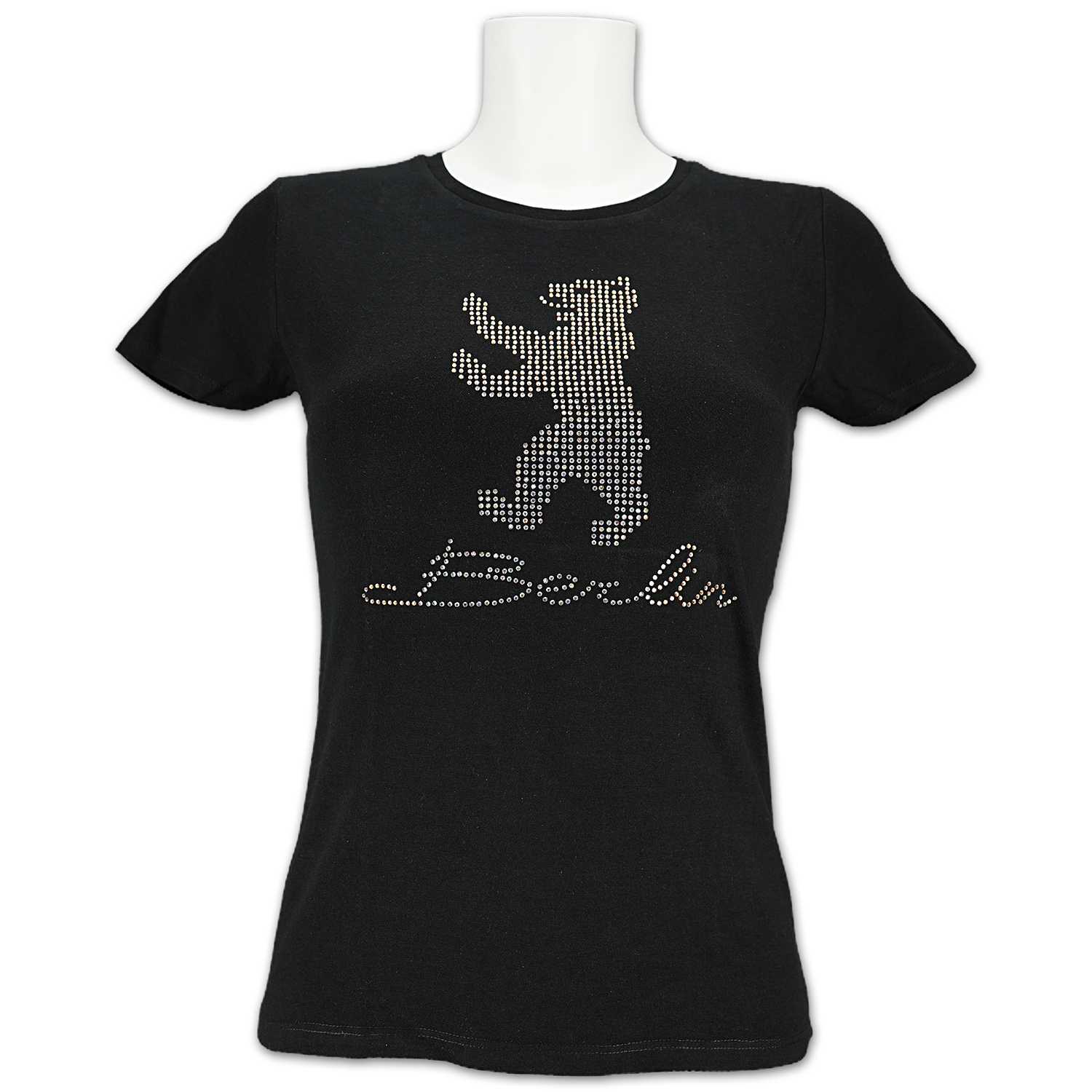 Damen Shirt Strass Bär gold schwarz