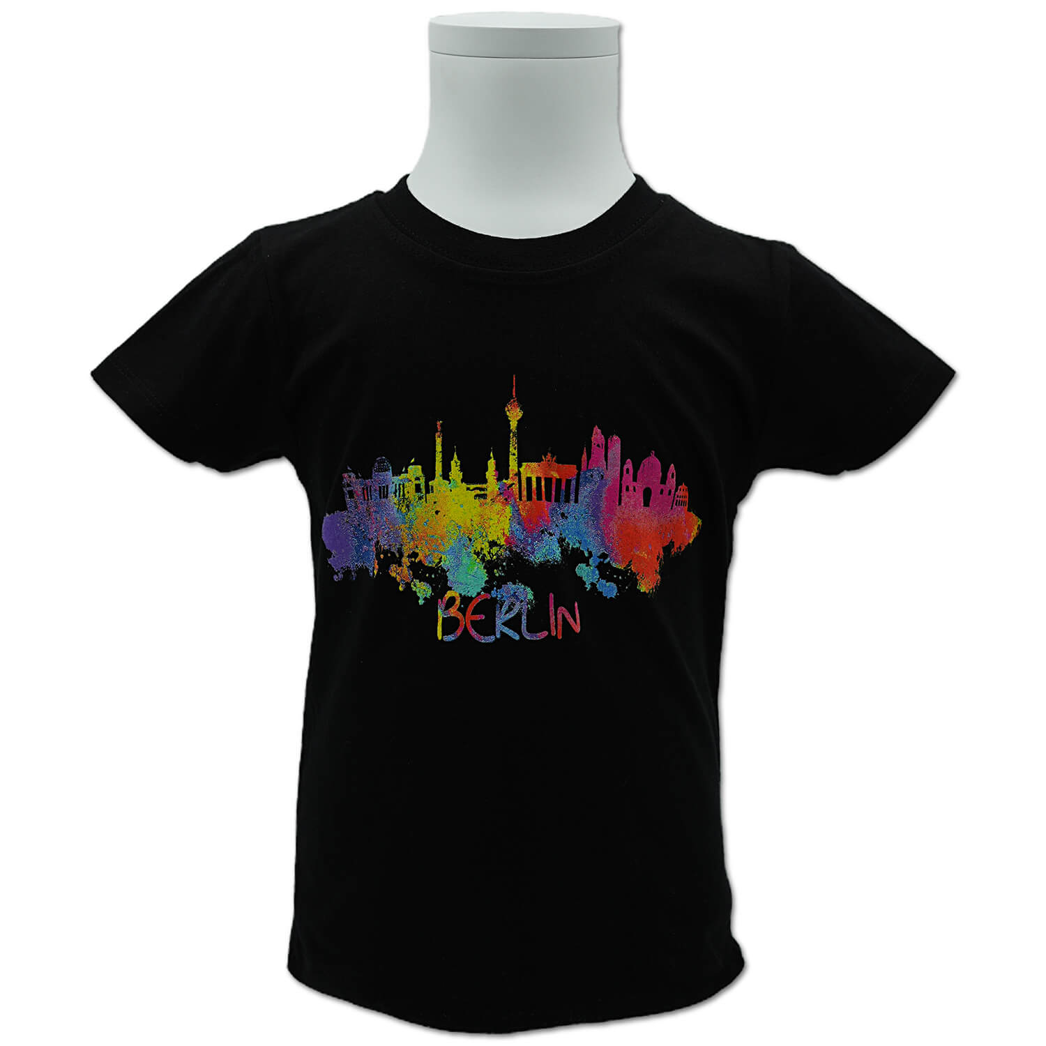 Kinder Shirt Skyline Aquarell Berlin schwarz