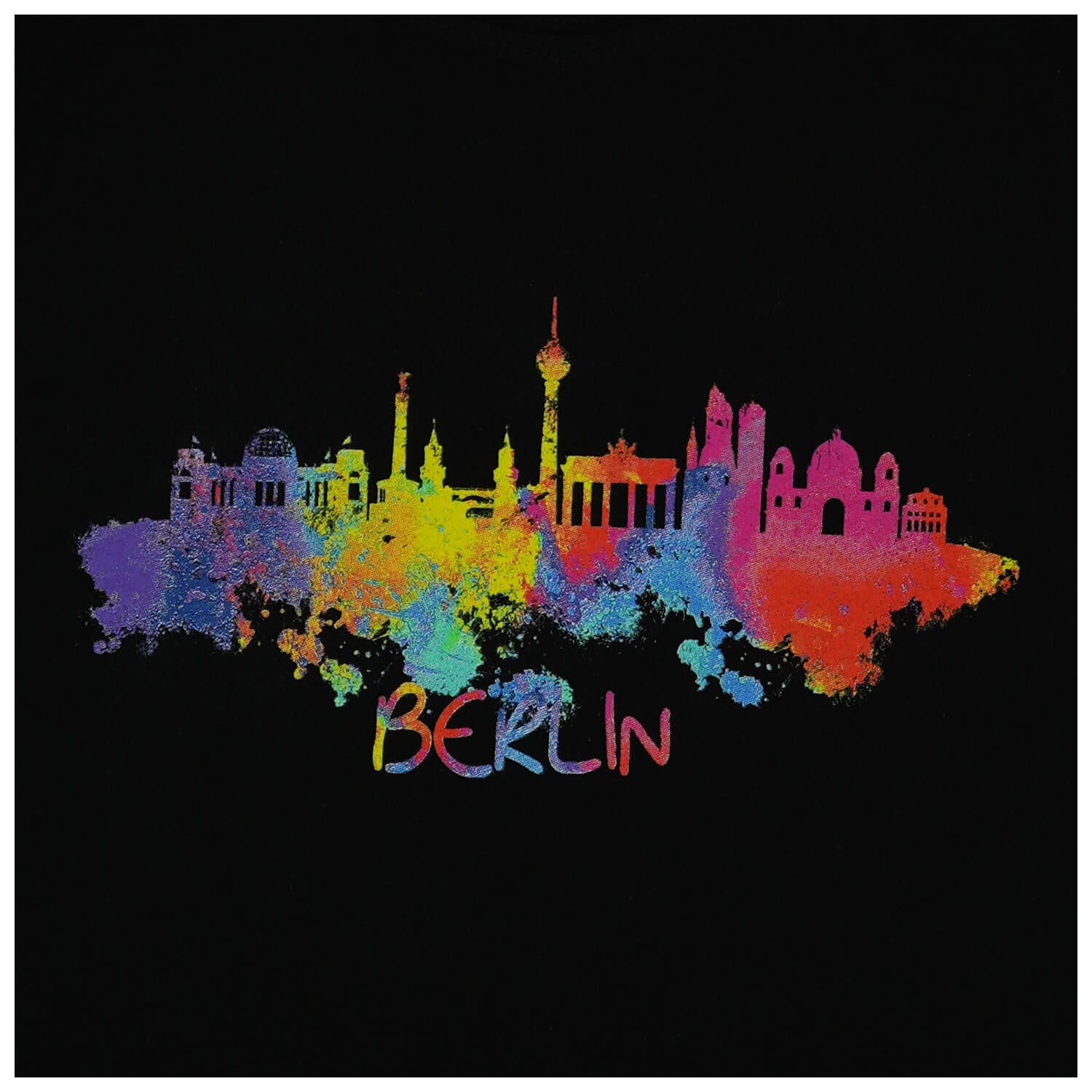 Kinder Shirt Skyline Aquarell Berlin schwarz