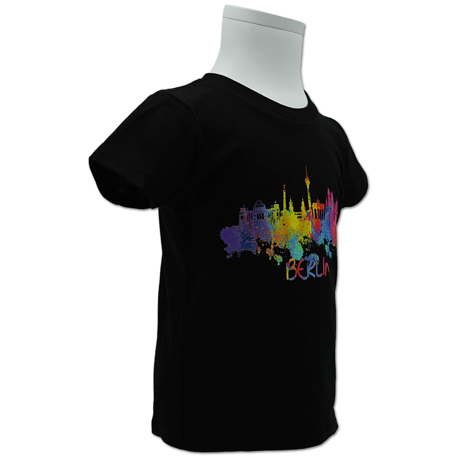 Kinder Shirt Skyline Aquarell Berlin schwarz