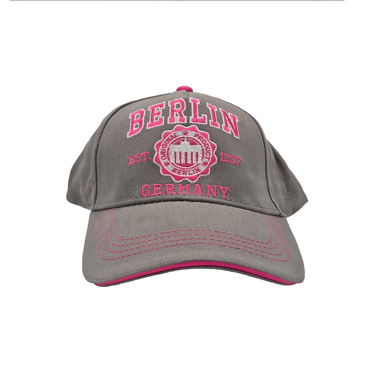 Basecap Berlin „Original Product Berlin“ – Grau mit Pink