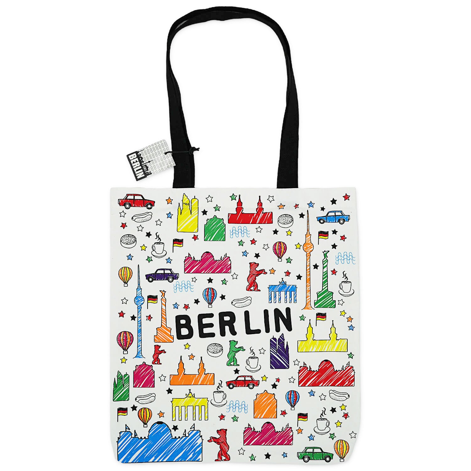 Baumwollbeutel Scribble Berlin weiss