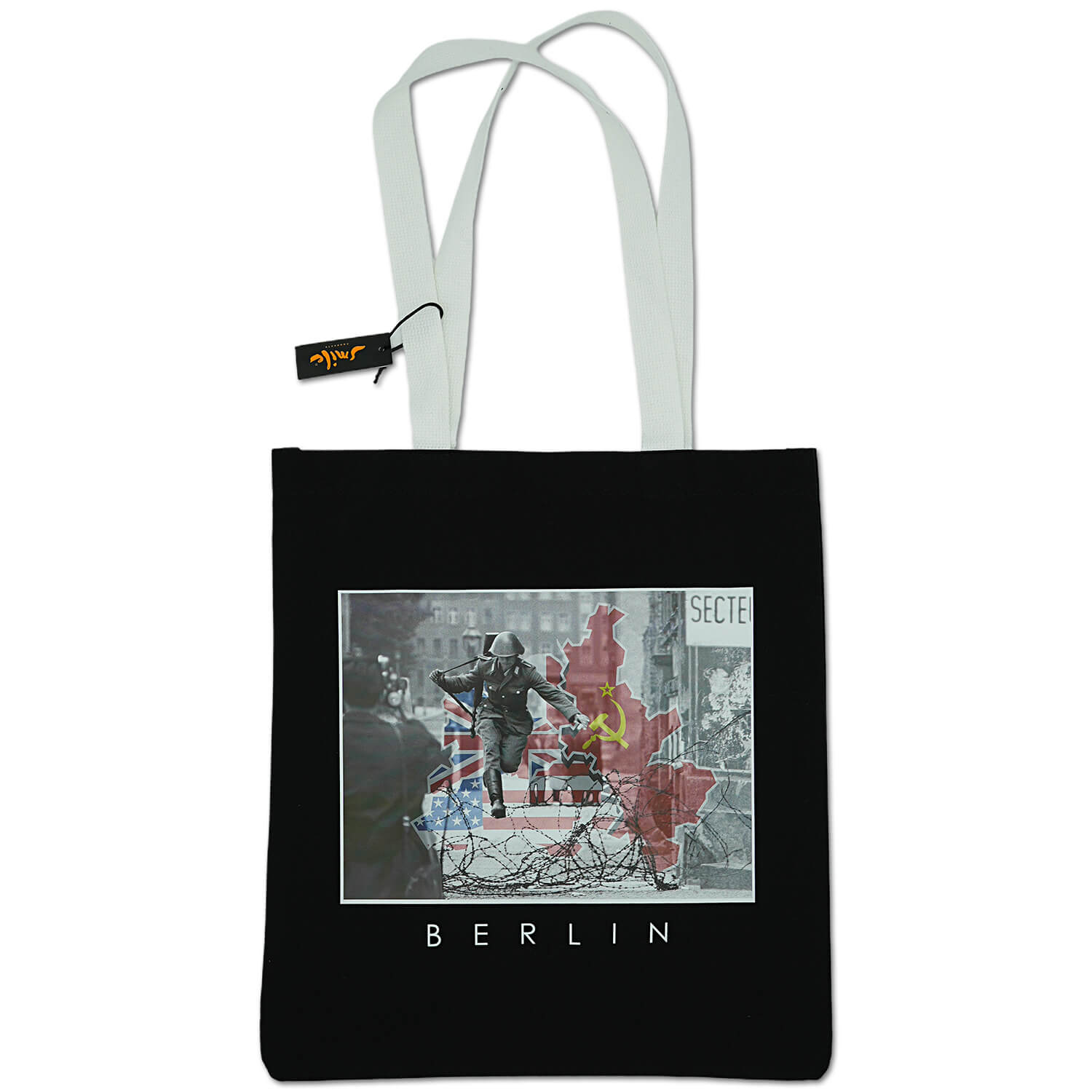 Baumwollbeutel Mauerspringer Berlin schwarz