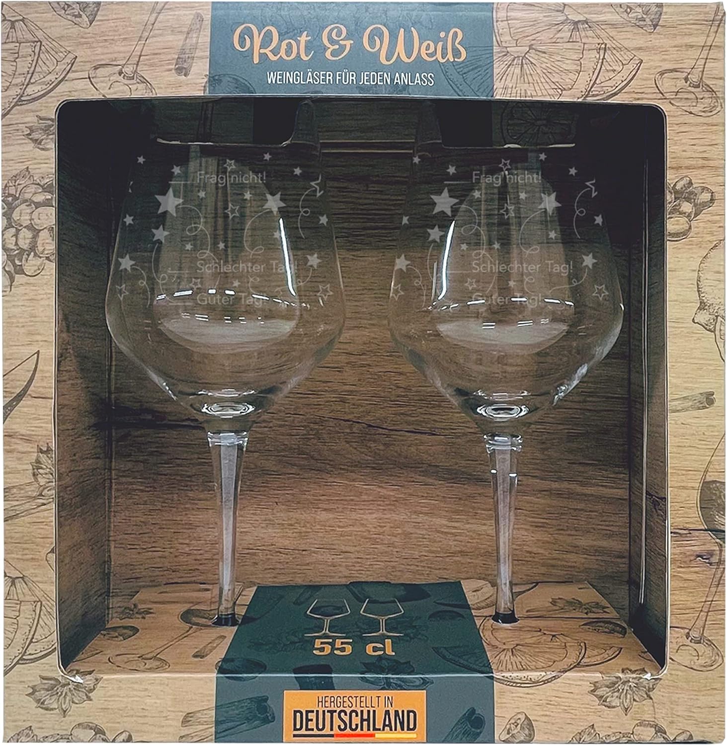 Kristall-Weinglas-550ml-Guter-Tag/Schlechter-Tag-inklusive-Geschenkbox-berlindeluxe-trauben-weinglas-verpackung-zwei