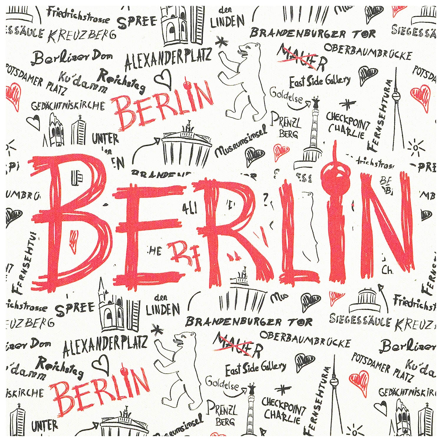 Baumwollbeutel groß Sketch natur Berlin