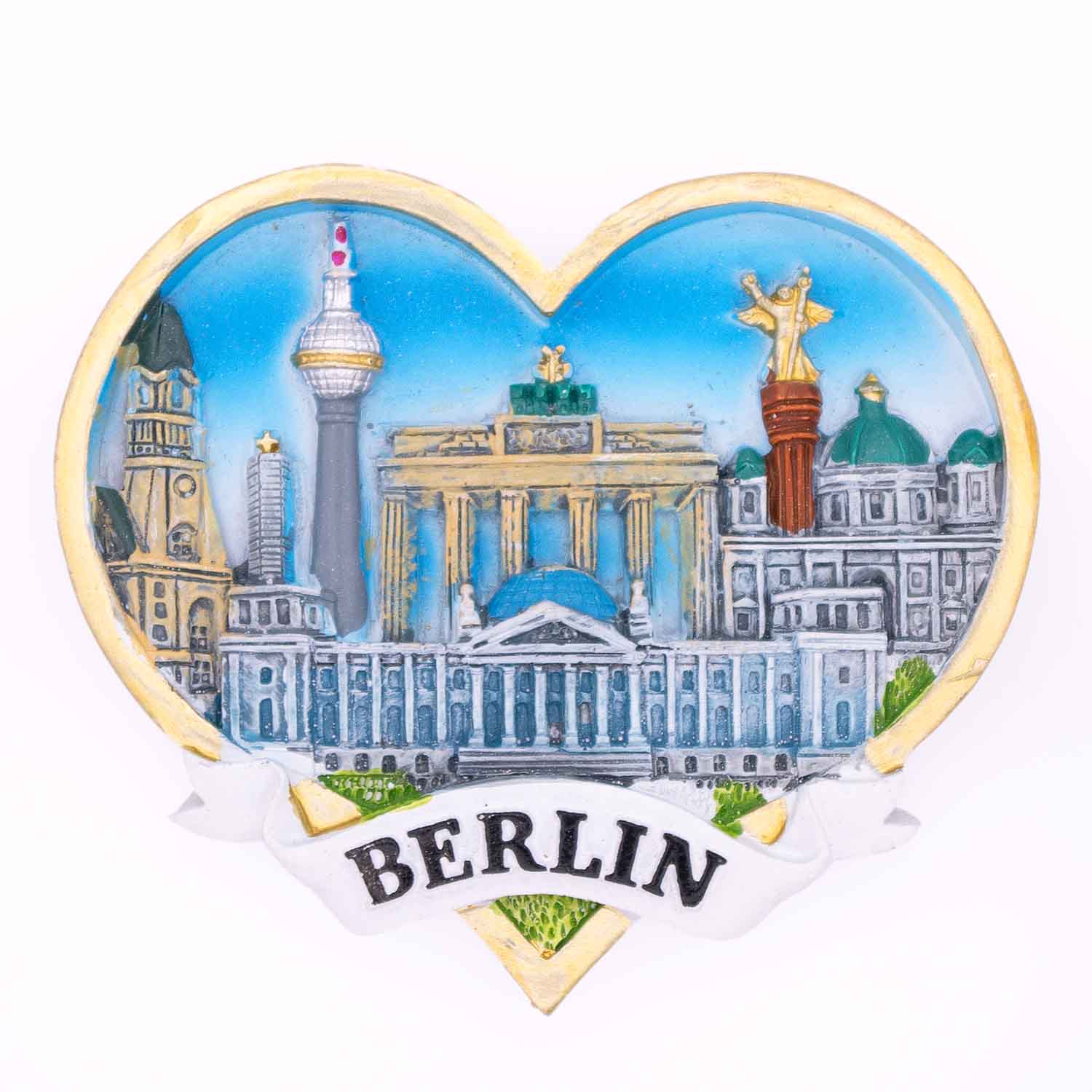 Magnet Poly Herz gold blau BT Berlin