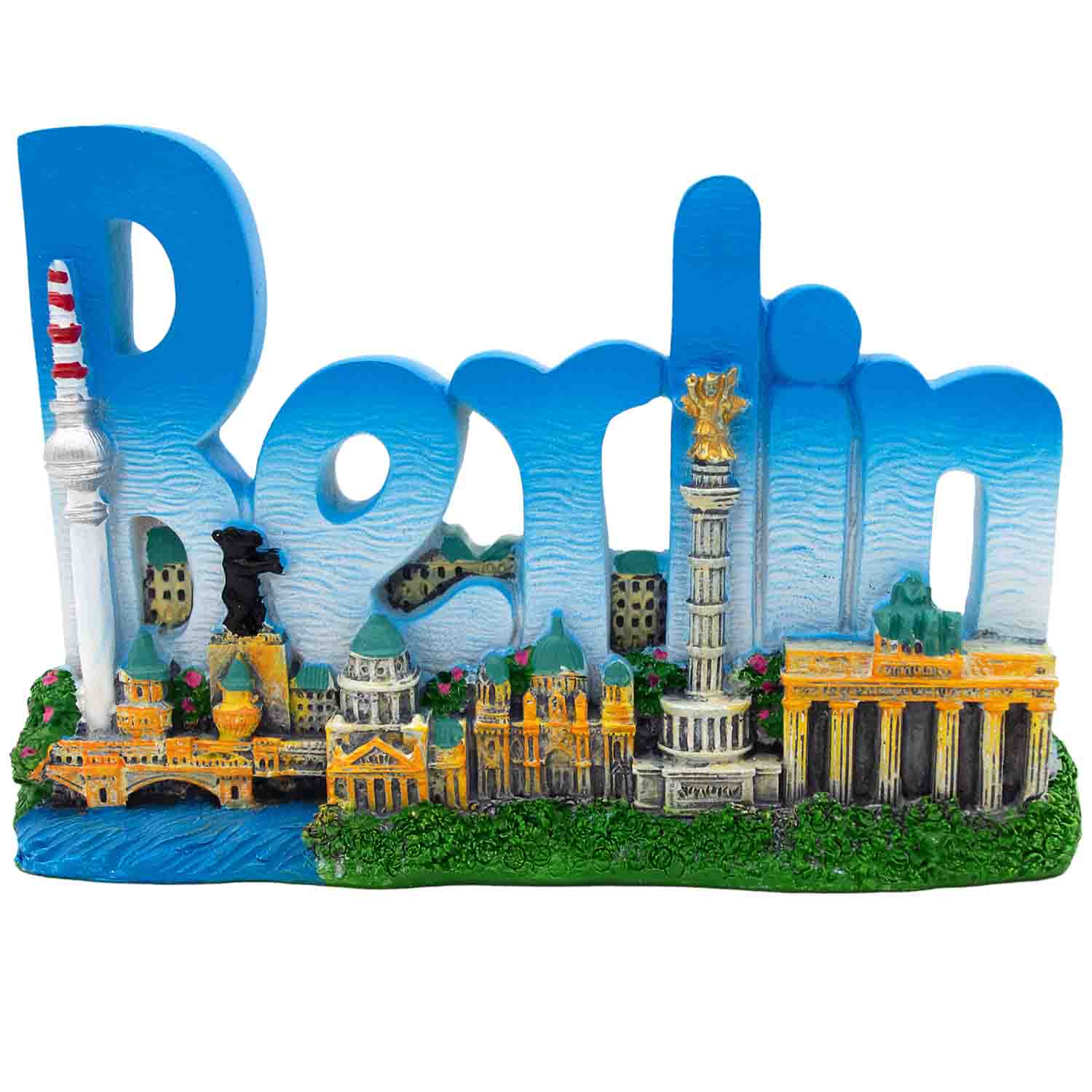 Miniatur Poly mittel Berlin Schrift blau 10cm