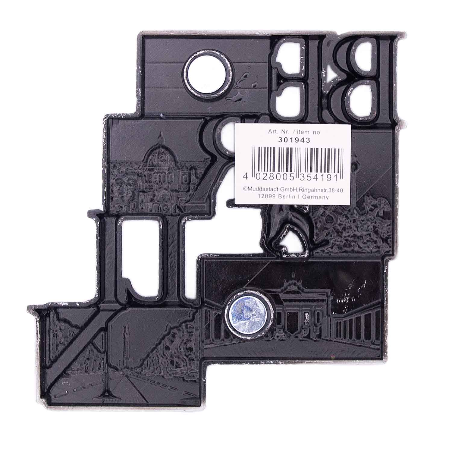 Magnet Metall silber 4er Bild Berliner Bär Fahne