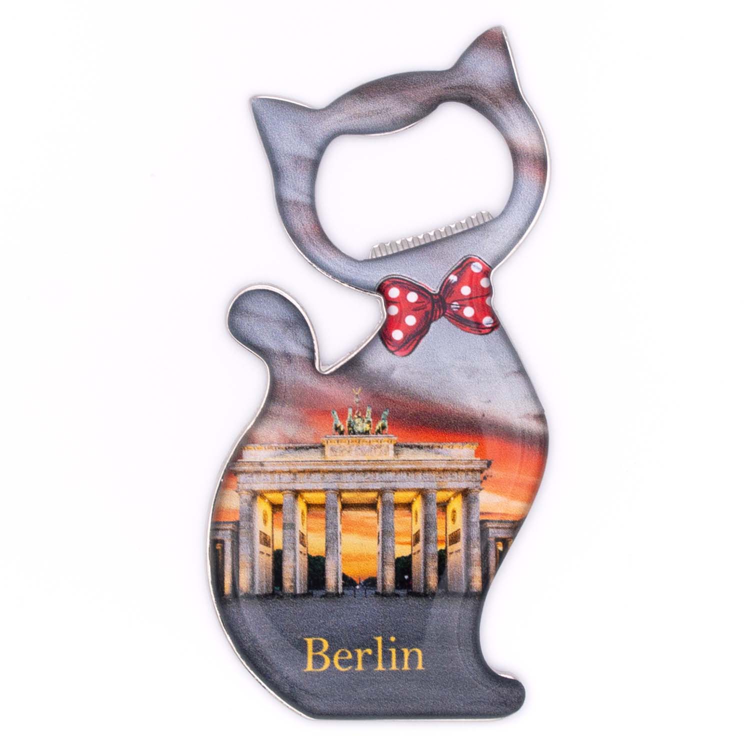 Magnet Metall Flaschenöffner Katze Berlin Brandenburger Tor