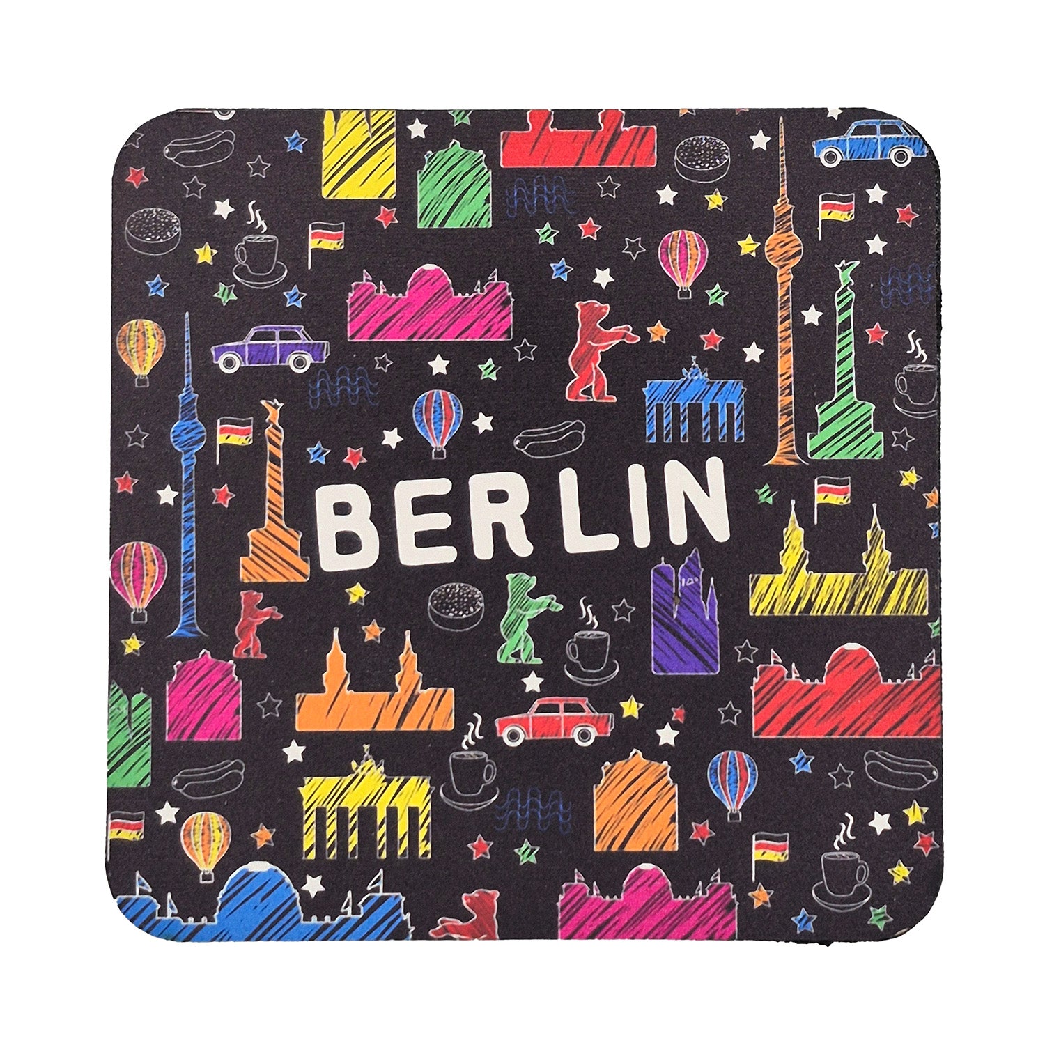 Untersetzer MDF Scribble Berlin schwarz