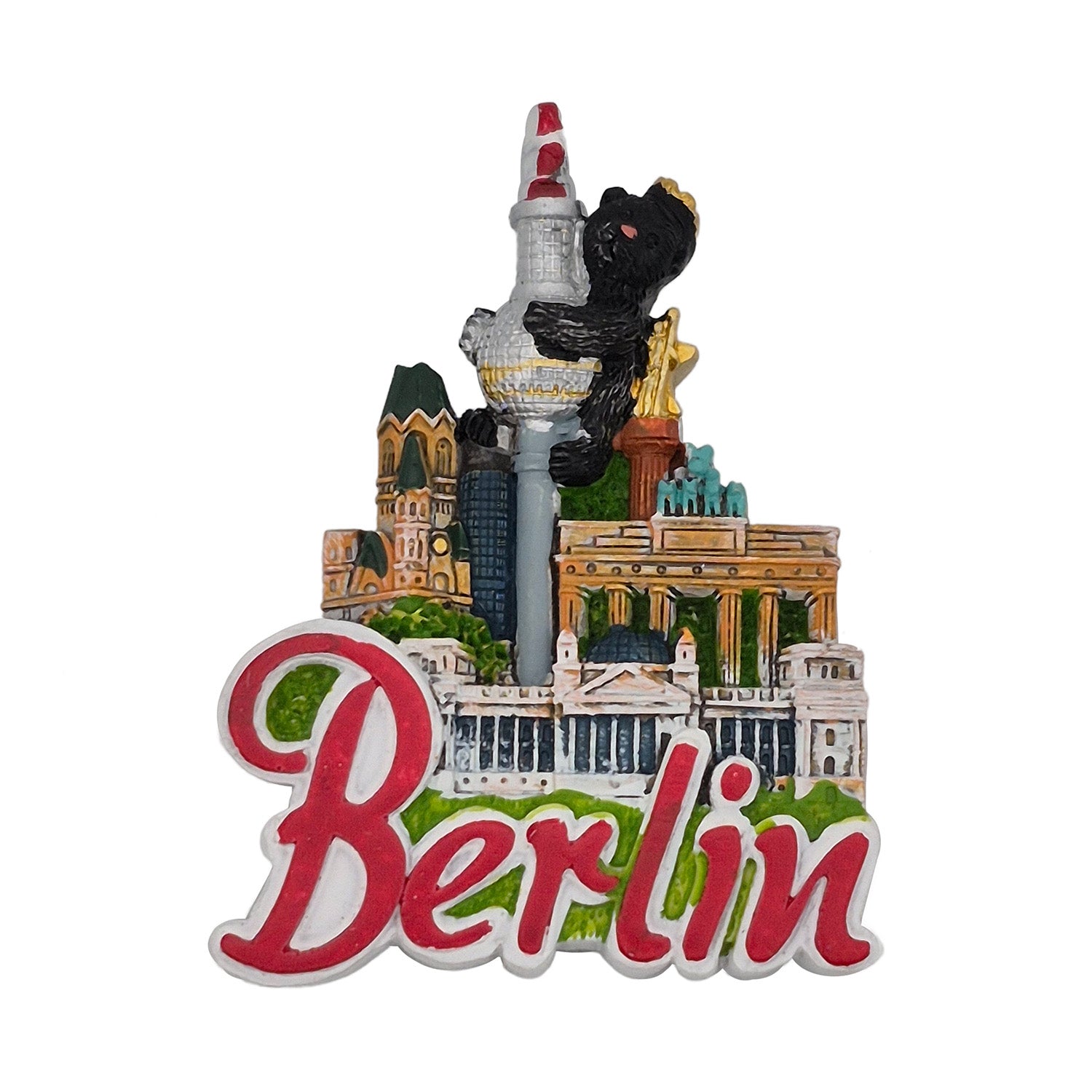 3D Relief Poly Magnet Berlin Bär mit Sehenswürdigkeiten