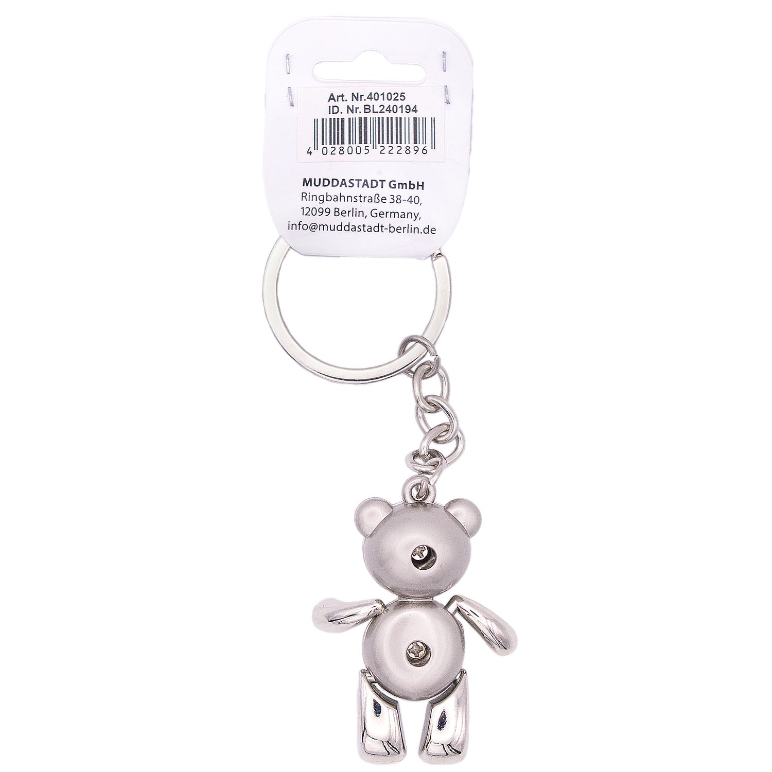 Schlüsselanhänger Bär beweglich BT silber