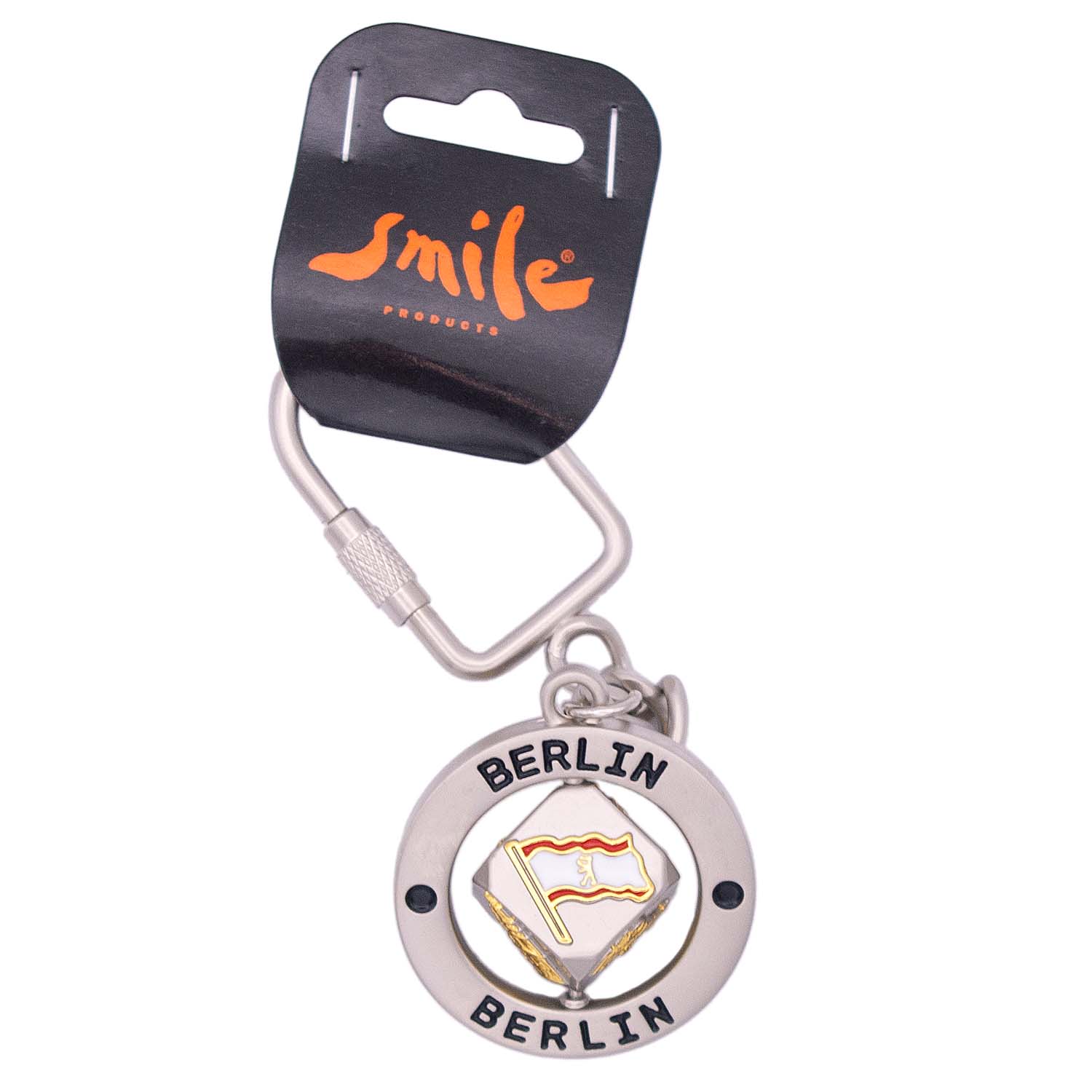 Schlüsselanhänger drehbarer Würfel silber