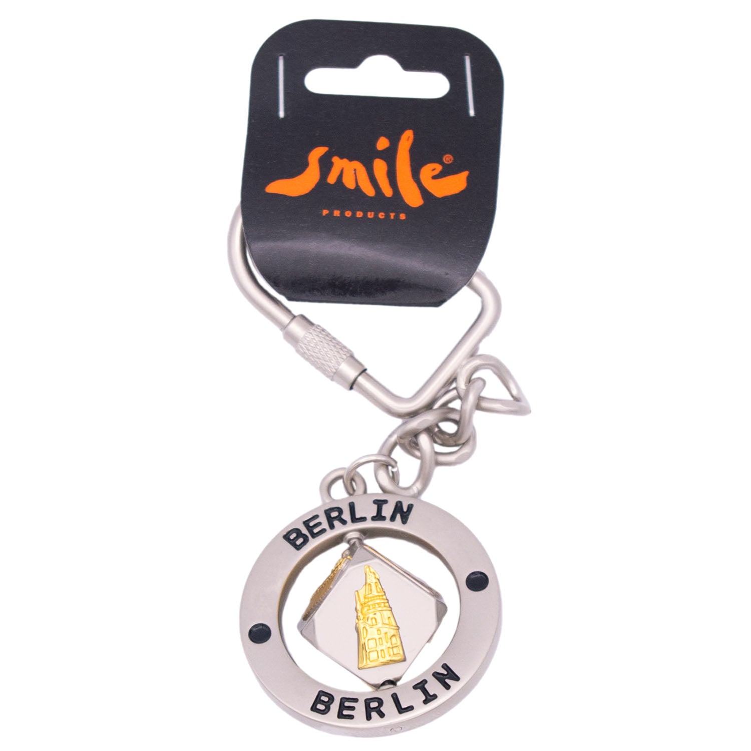 Schlüsselanhänger drehbarer Würfel silber