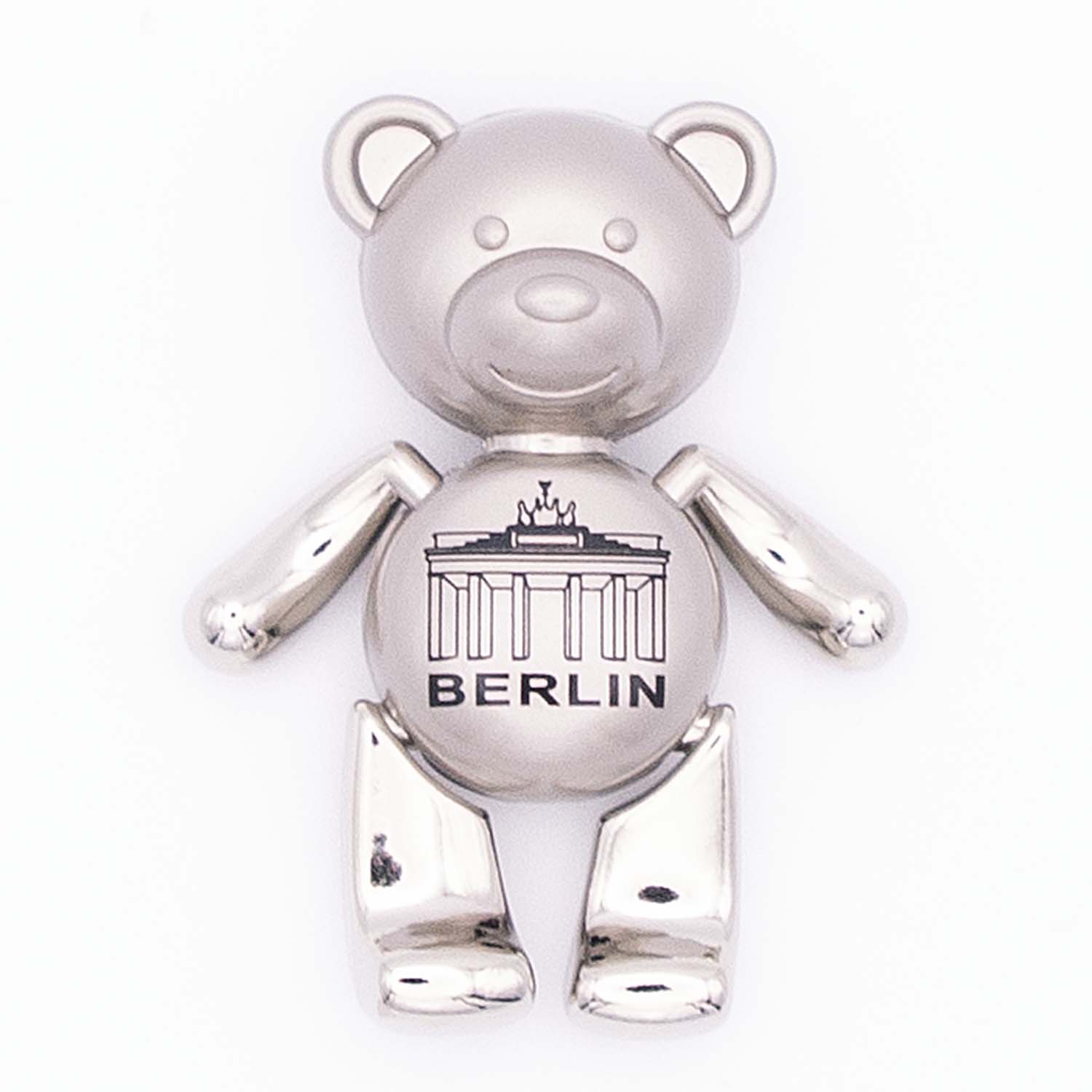 Magnet Metall Bär beweglich Berlin Brandenburger Tor silber