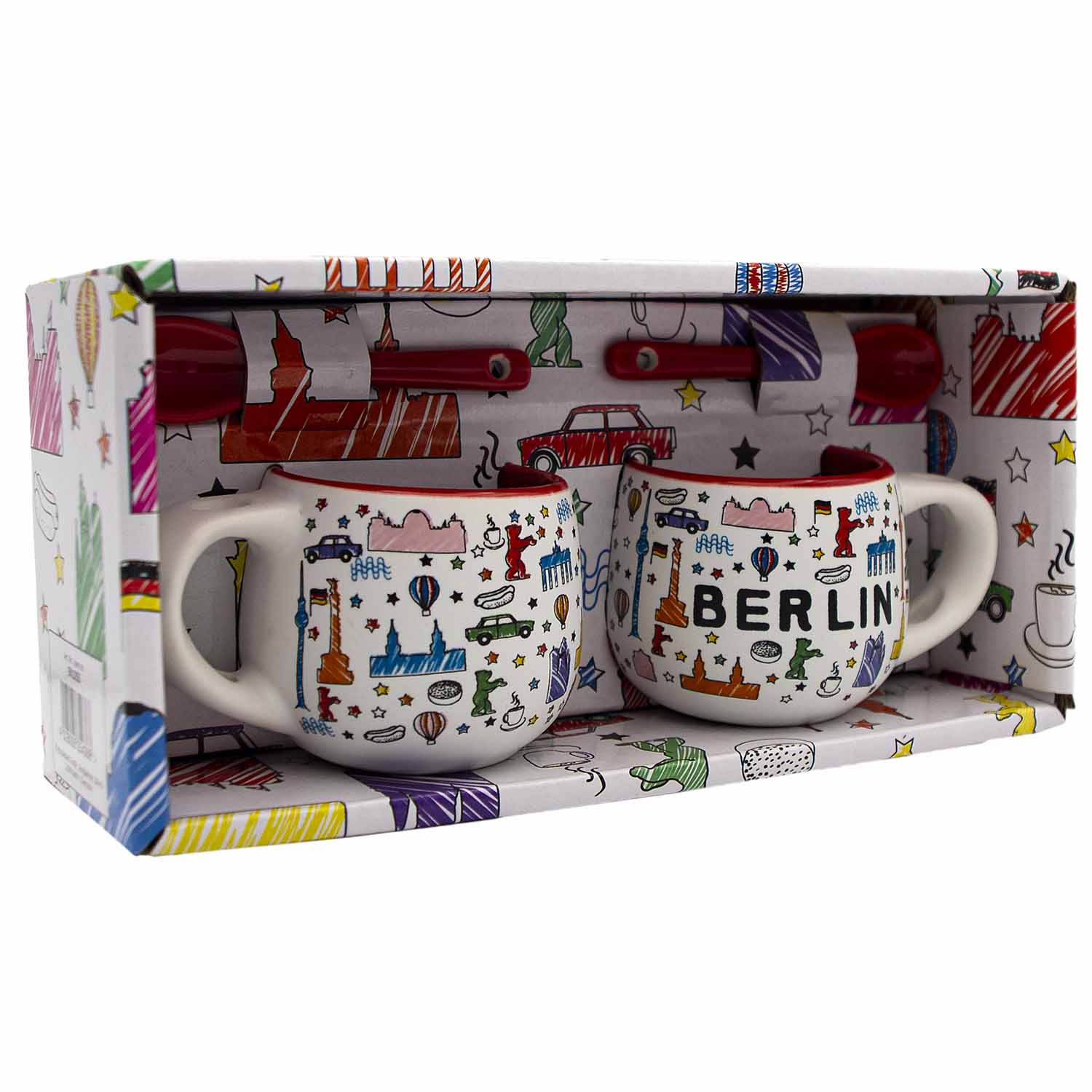 Espresso Tassen Set Berlin Scribble weiß