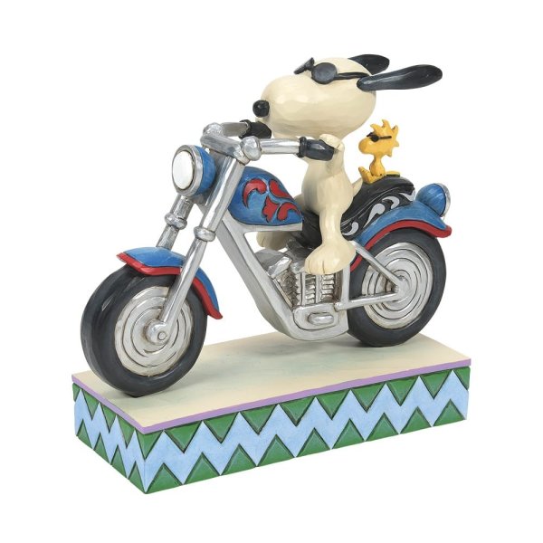 Peanuts-Snoopy-Woodstoc-Rider-Jim-Shore-Figur-motorrad-sonnenbrille