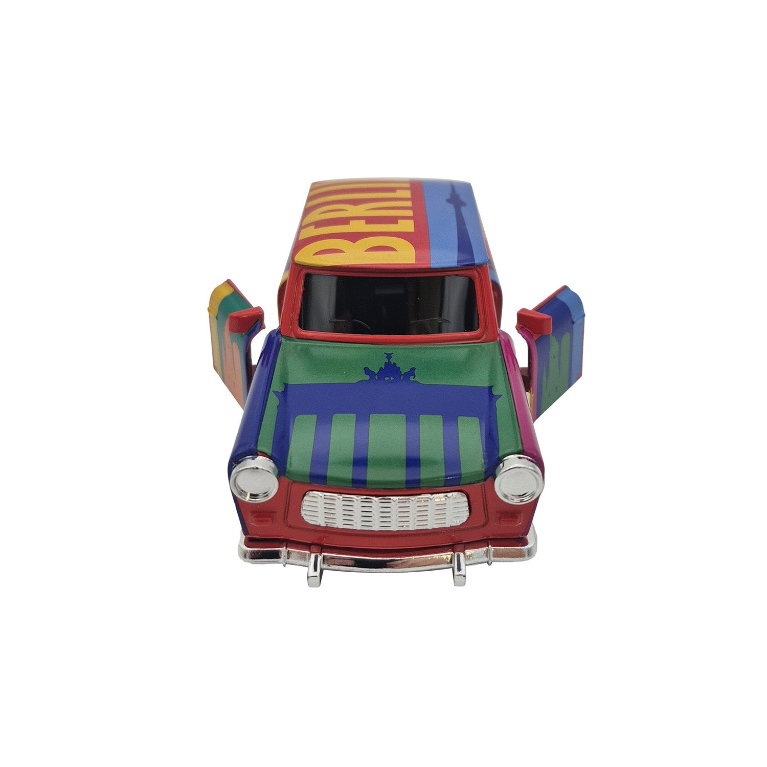 Miniatur Trabi DDR Kult-Auto mit Berlin Skyline bunt 12cm