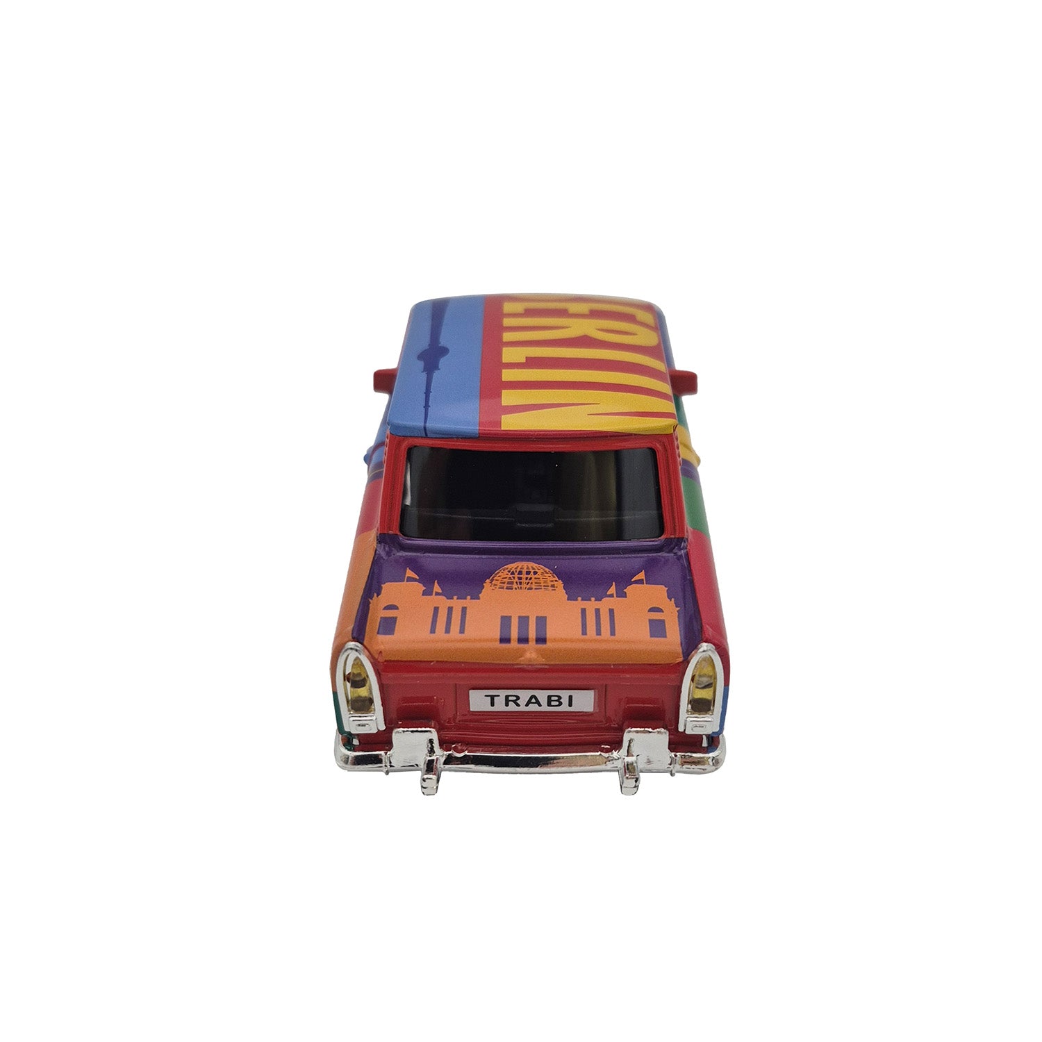 Miniatur Trabi DDR Kult-Auto mit Berlin Skyline bunt 12cm