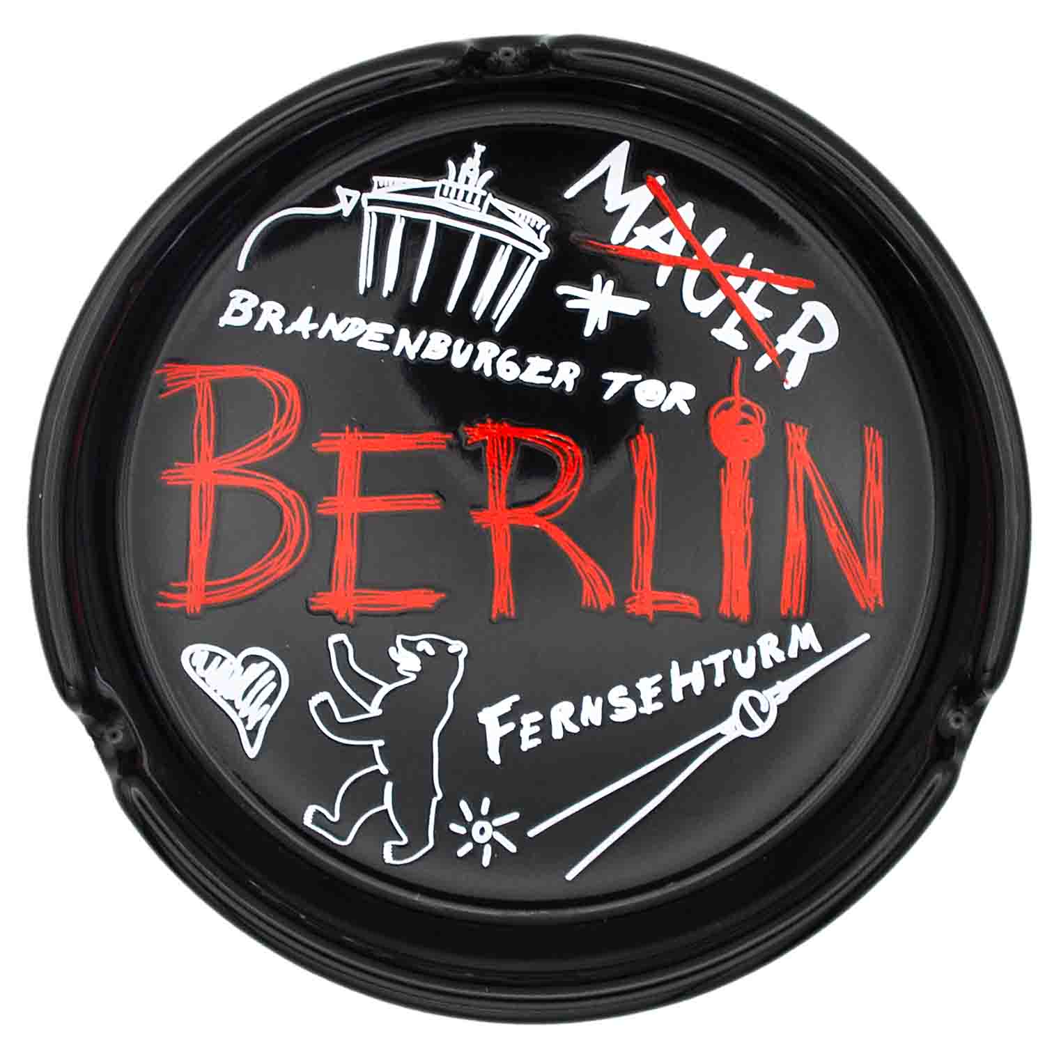 Aschenbecher groß Porzellan Sketch Berlin schwarz