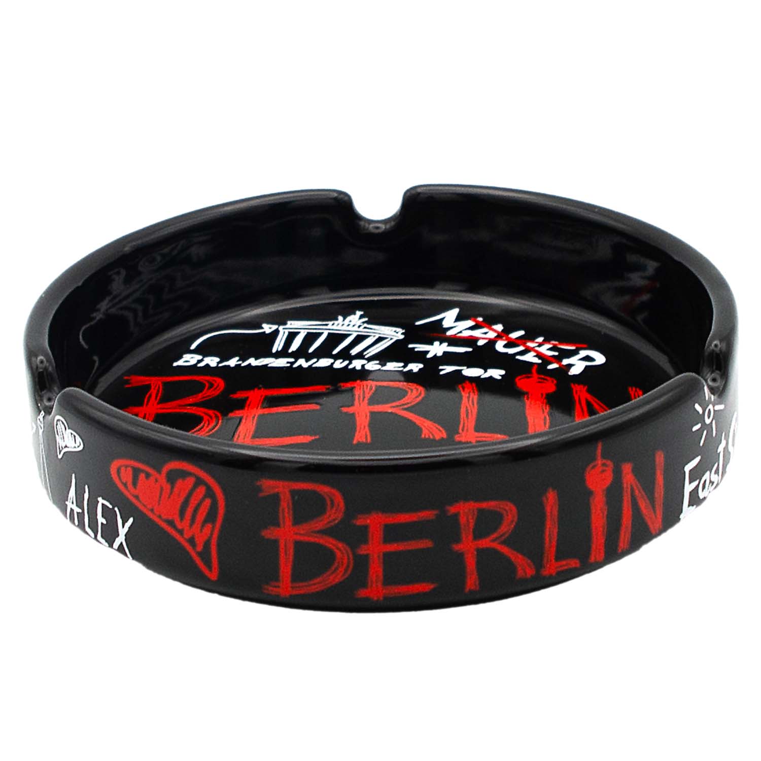 Aschenbecher groß Porzellan Sketch Berlin schwarz