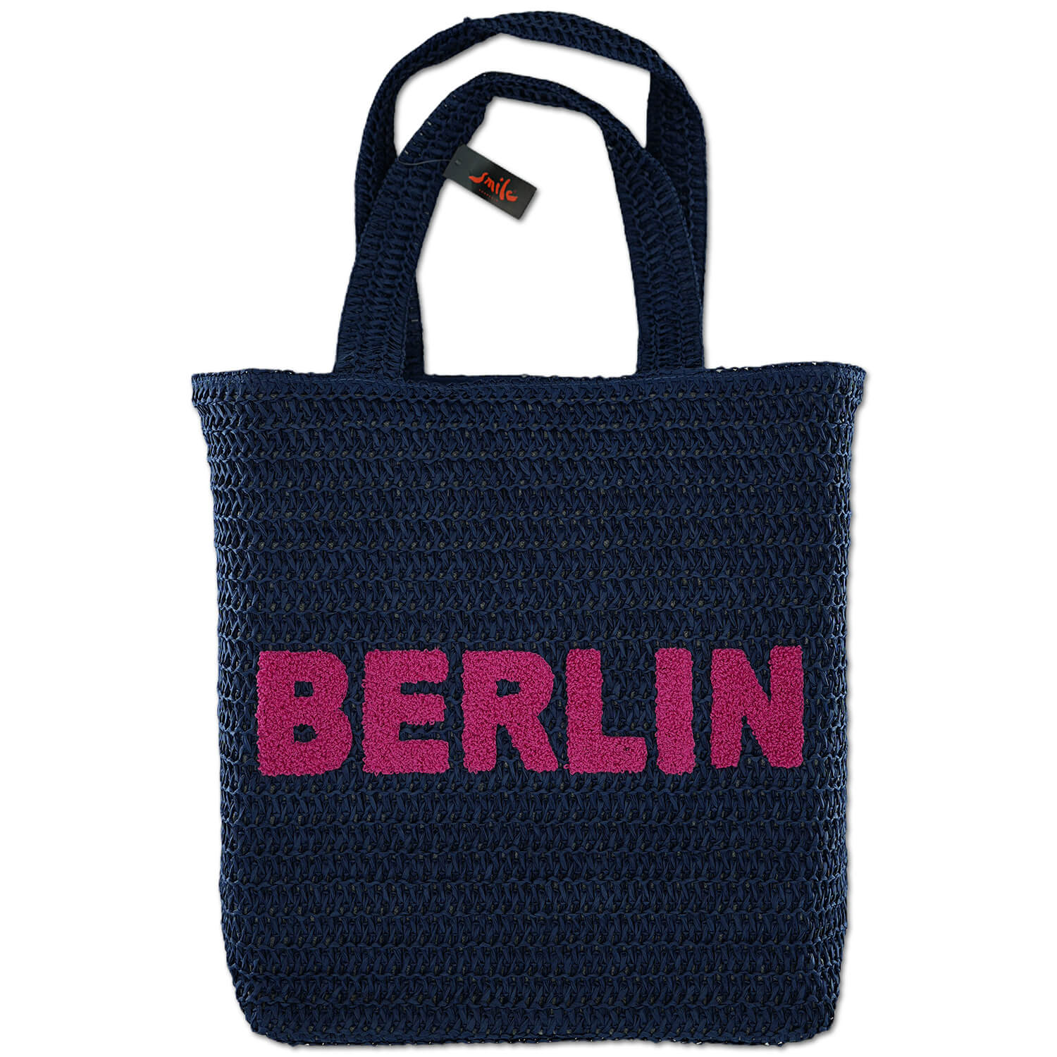 Strandtasche Berlin navy-pink Schriftzug