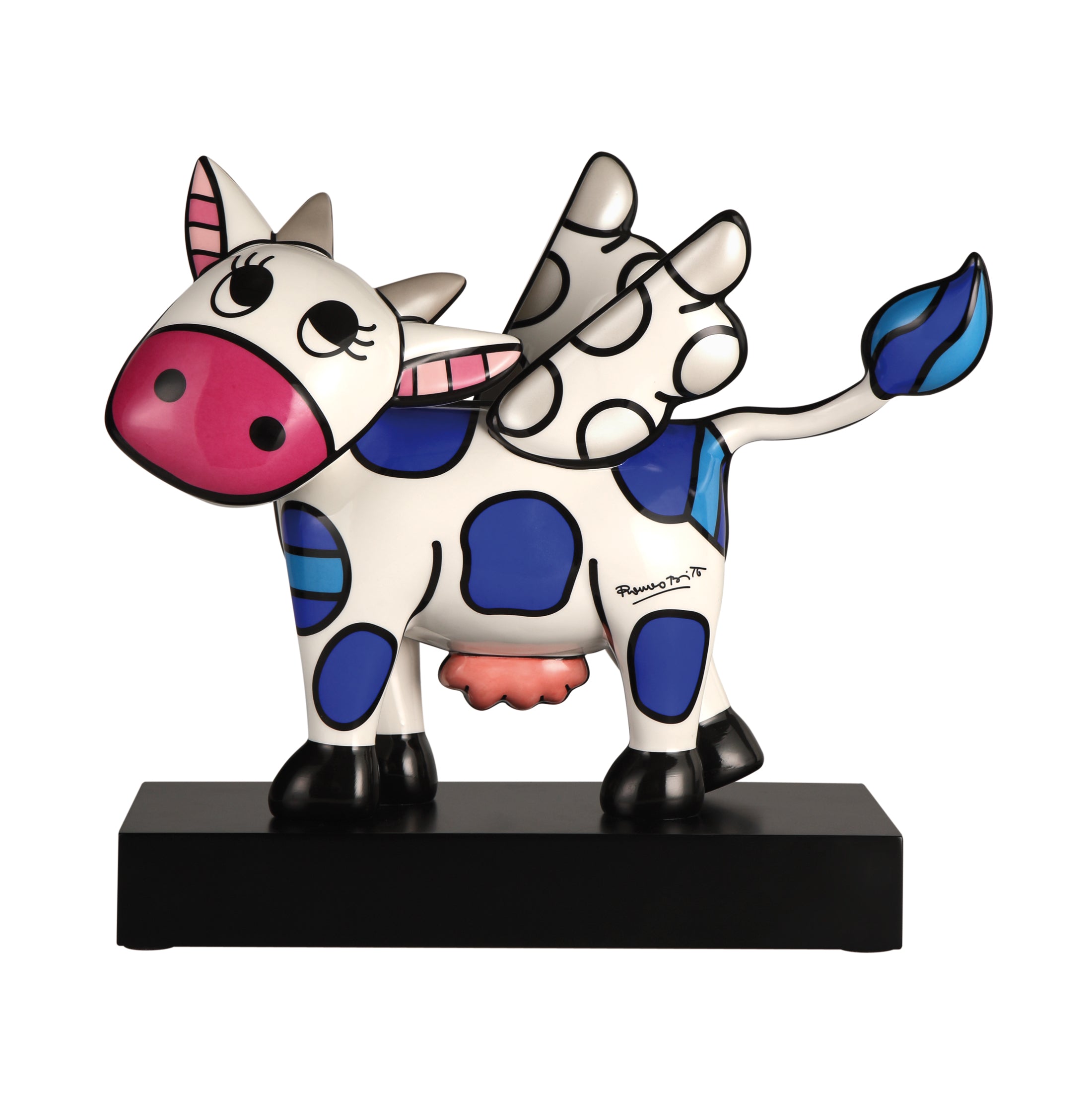 Goebel-by-Britto-Figur-Flying-Cow-limited-edition-berlindeluxe-kuh-blau-punkte