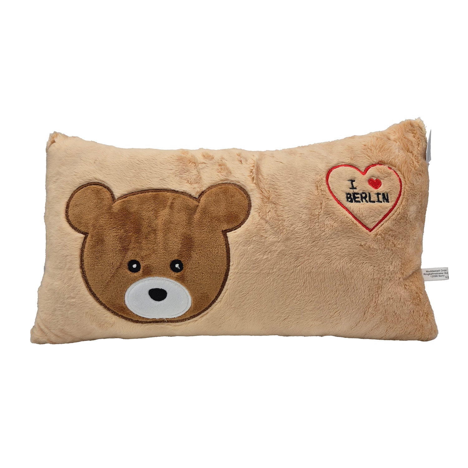 Plüsch Kissen Bärenkopf dunkel Berlin hellbraun