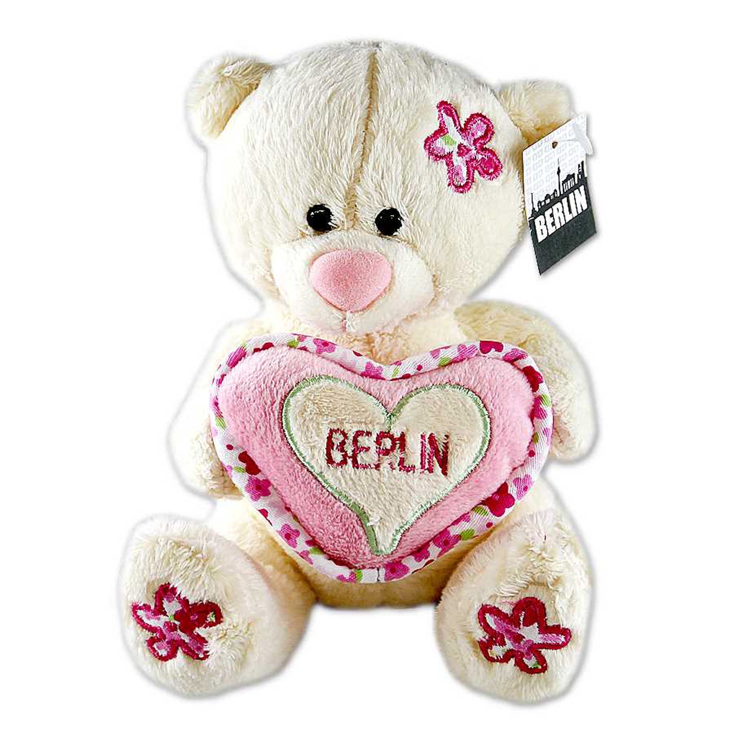 Bär mittel 15cm Berlin mit Herz Blumen