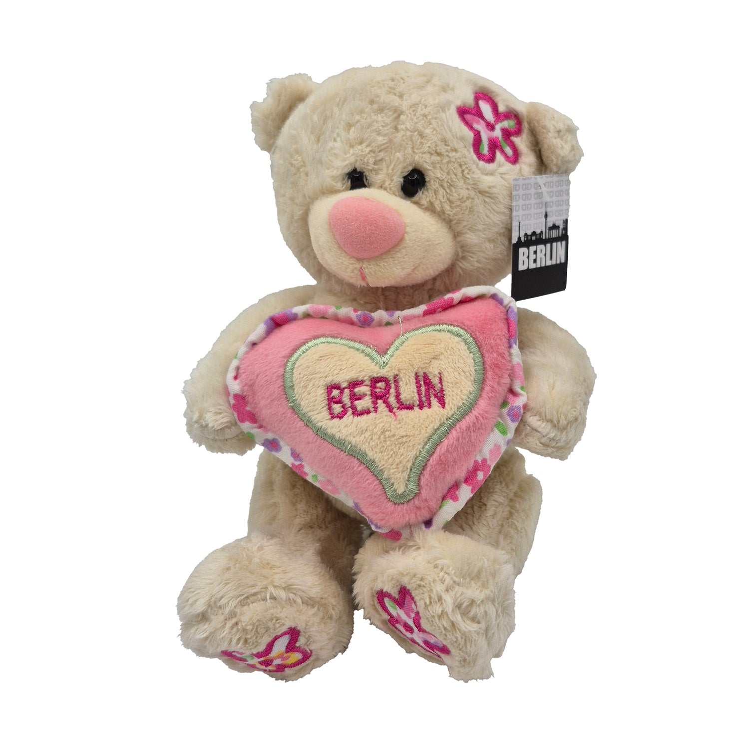Bär mittel 15cm Berlin mit Herz Blumen