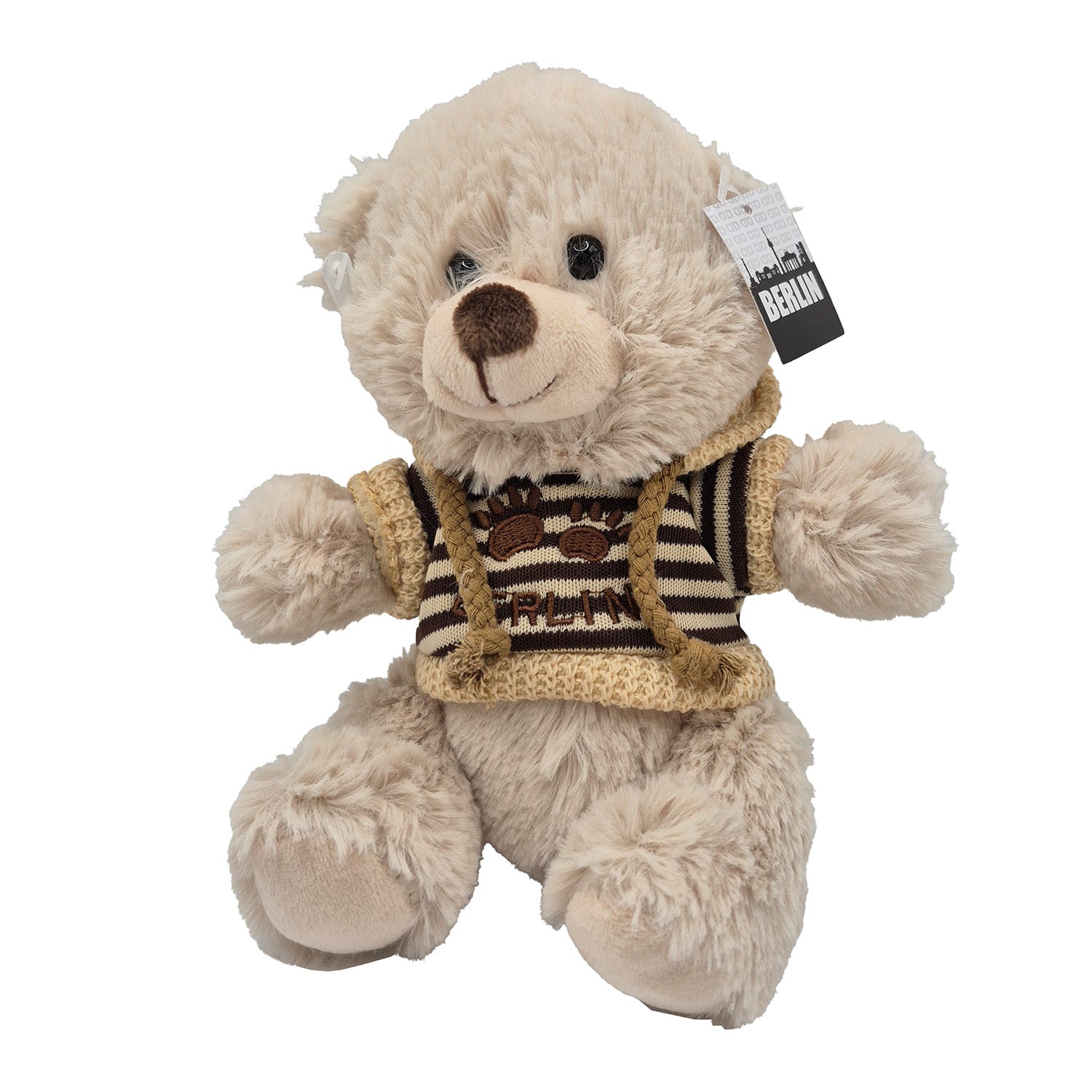 Bär mittel 15cm Berlin mit Hoody gestreift hell