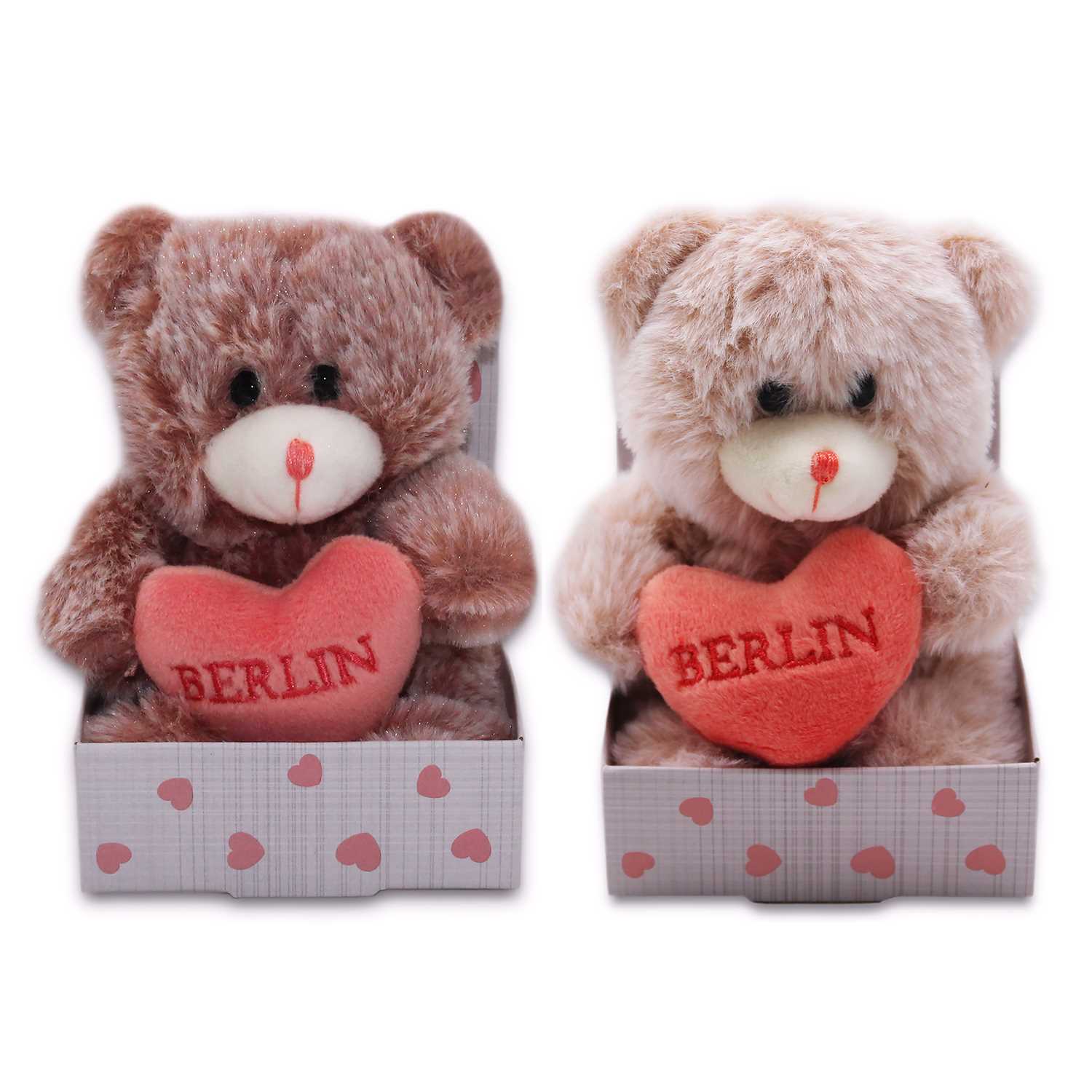 Bär klein 12cm in box rosa sort.