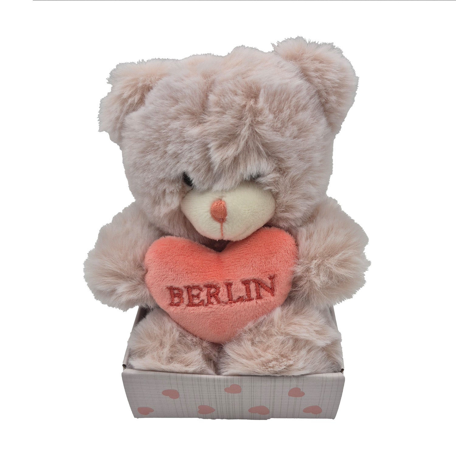 Bär klein 12cm in box rosa sort.