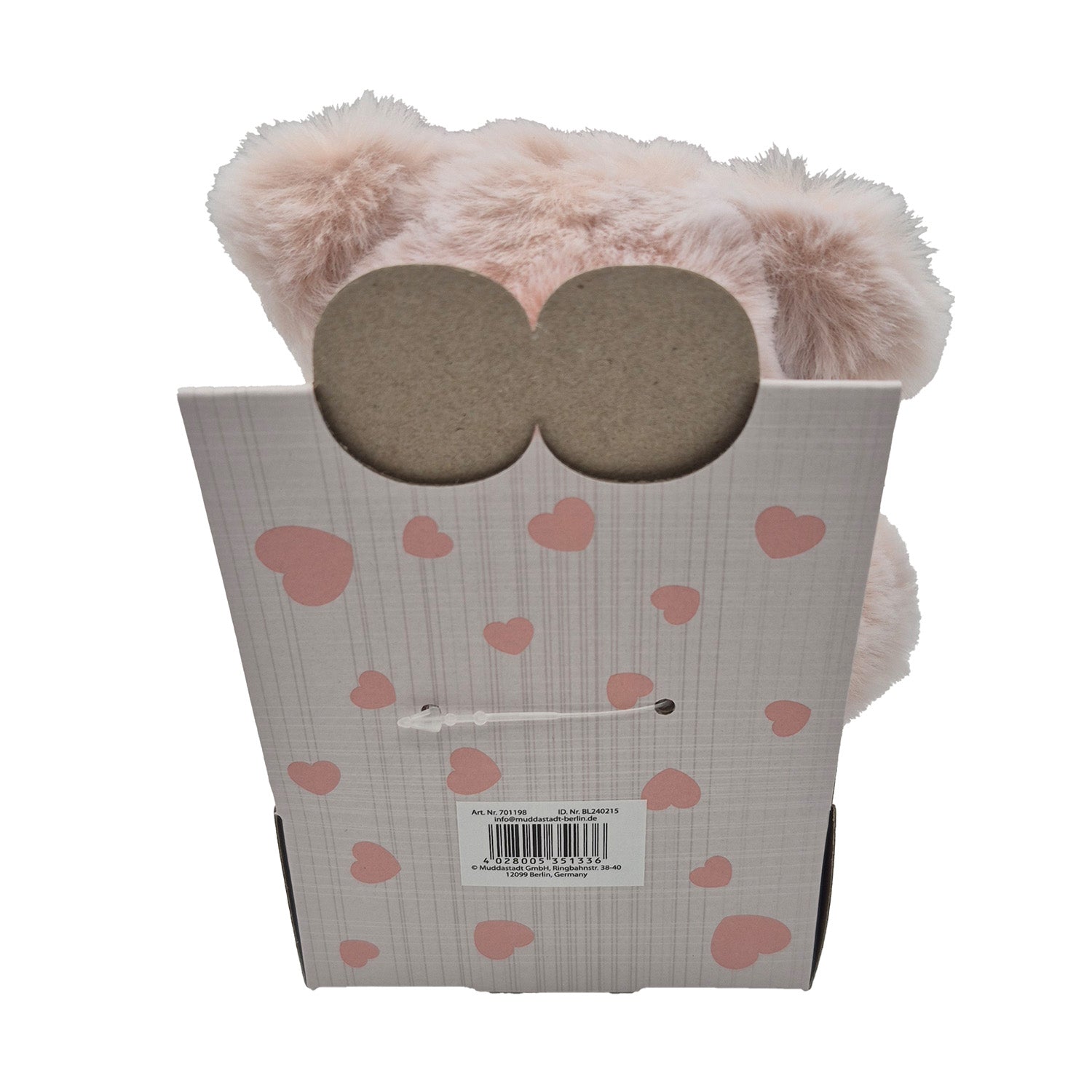 Bär klein 12cm in box rosa sort.