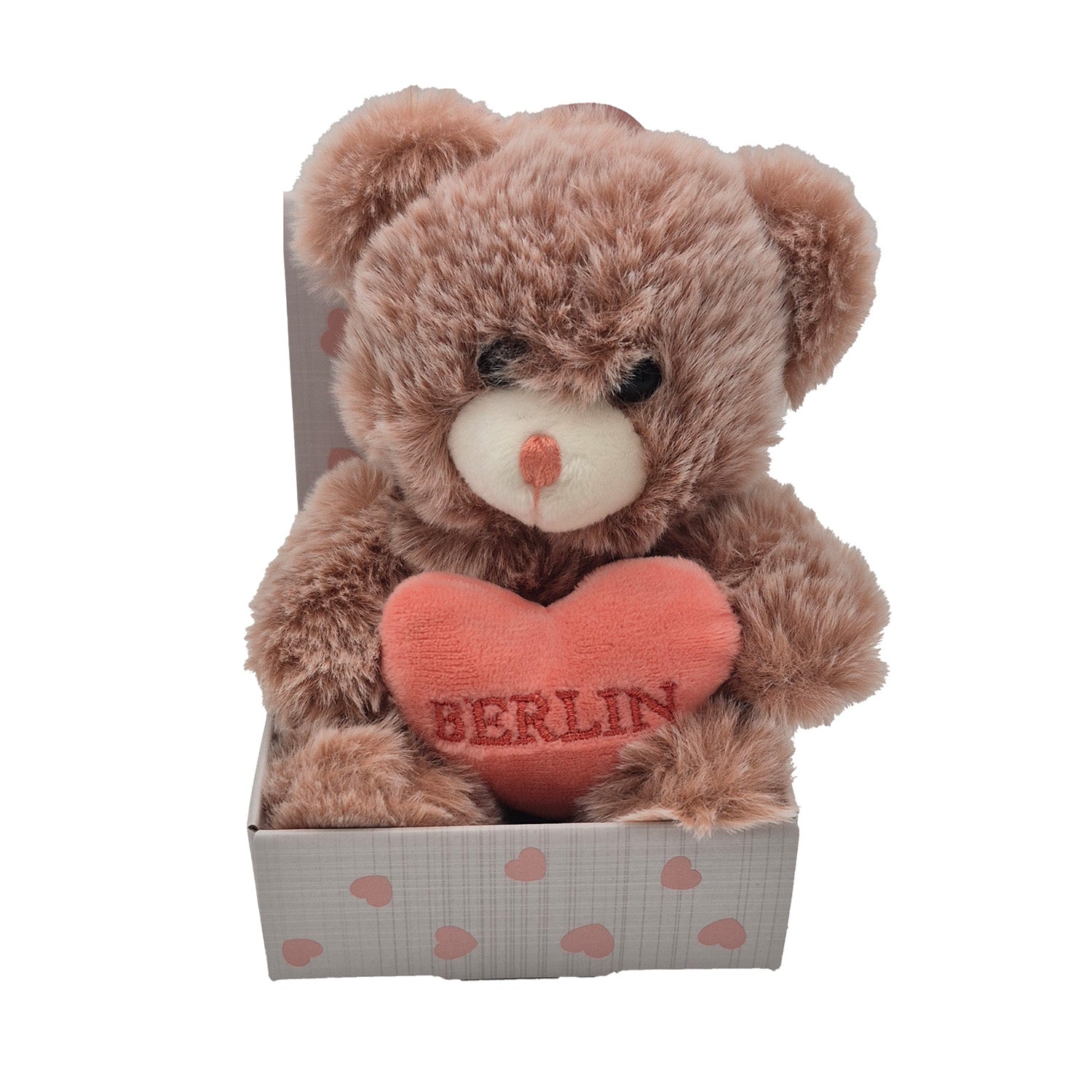 Bär klein 12cm in box rosa sort.