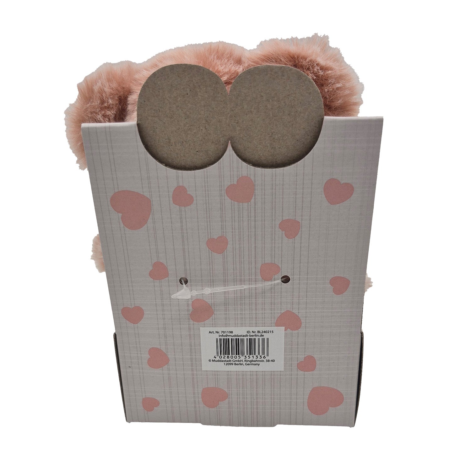 Bär klein 12cm in box rosa sort.