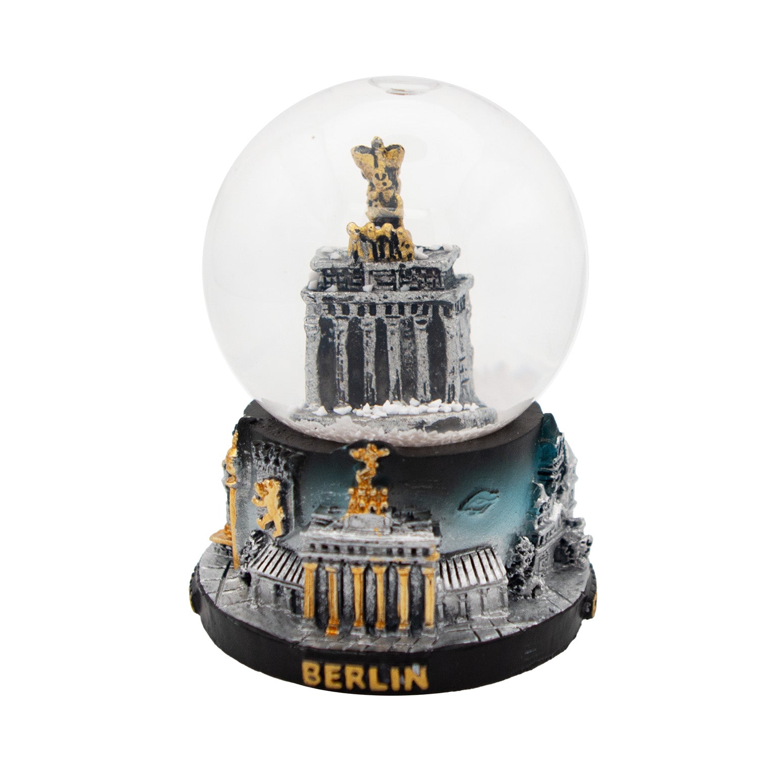 Schneekugel klein 4,5cm Brandenburger Tor silber