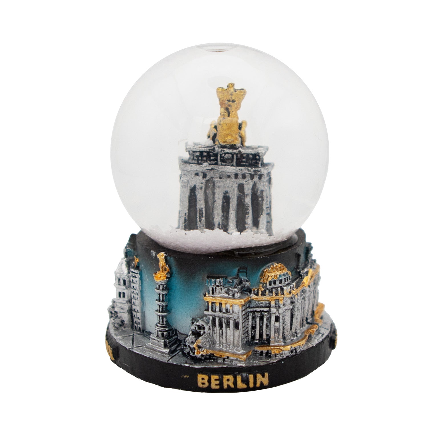 Schneekugel klein 4,5cm Brandenburger Tor silber