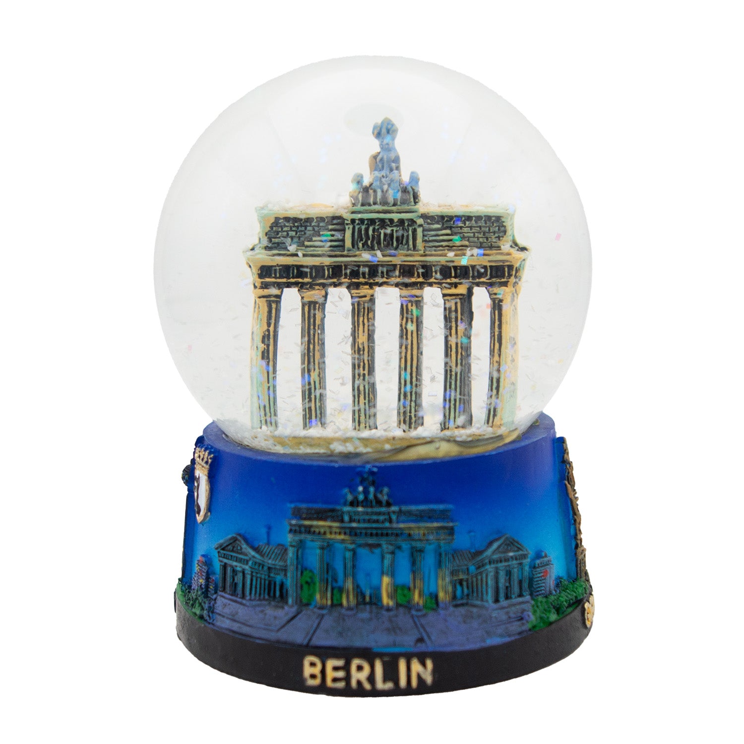 Schneekugel klein 4,5cm Berlin Skyline himmelblau, Brandenburger Tor