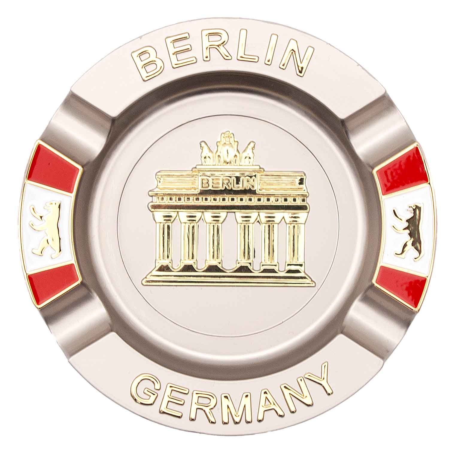 Aschenbecher Metall Brandenburger Tor mit Fahnen