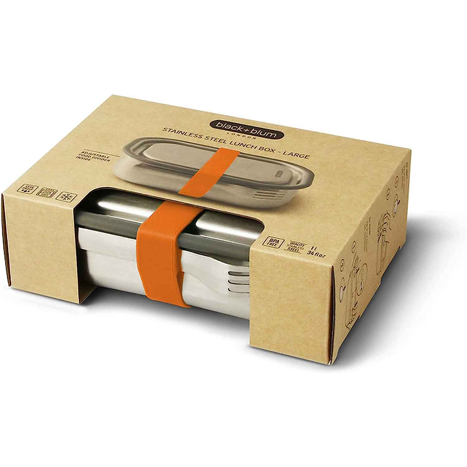 Lunchbox-Edelstahl-orange-von-Black+Blum-berlindeluxe-brotbo-orange-band-verpackung