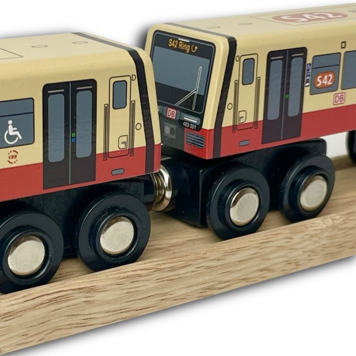 Miniature wooden S-Bahn Berlin S42 to play with