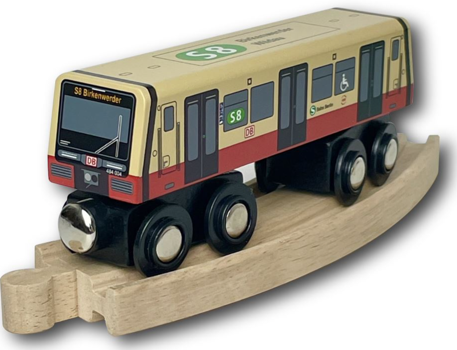 Miniature wooden S-Bahn Berlin S8 to play with