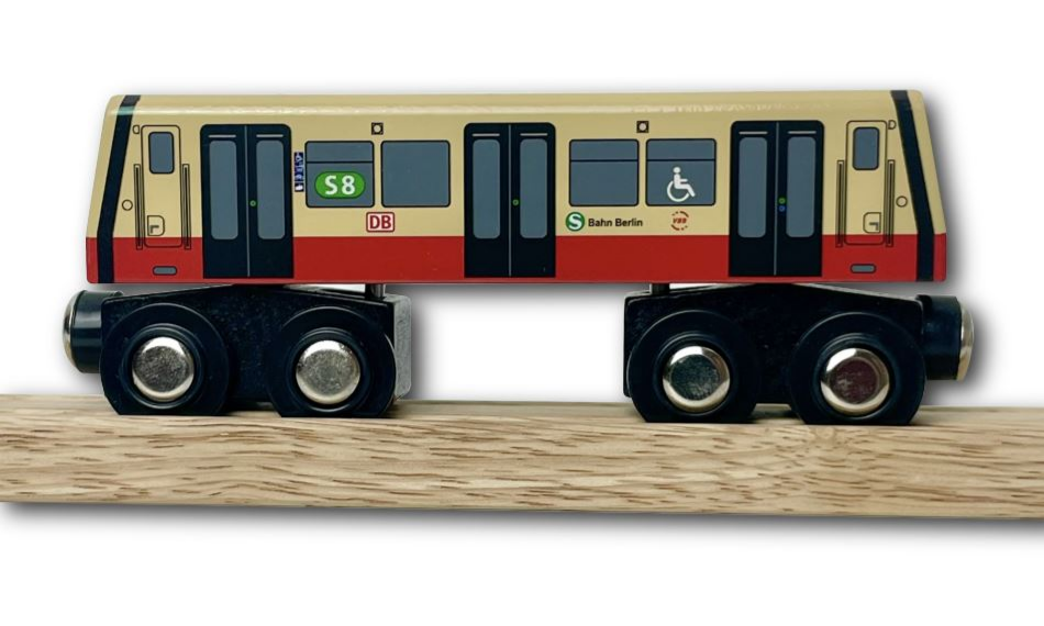 Miniature wooden S-Bahn Berlin S8 to play with