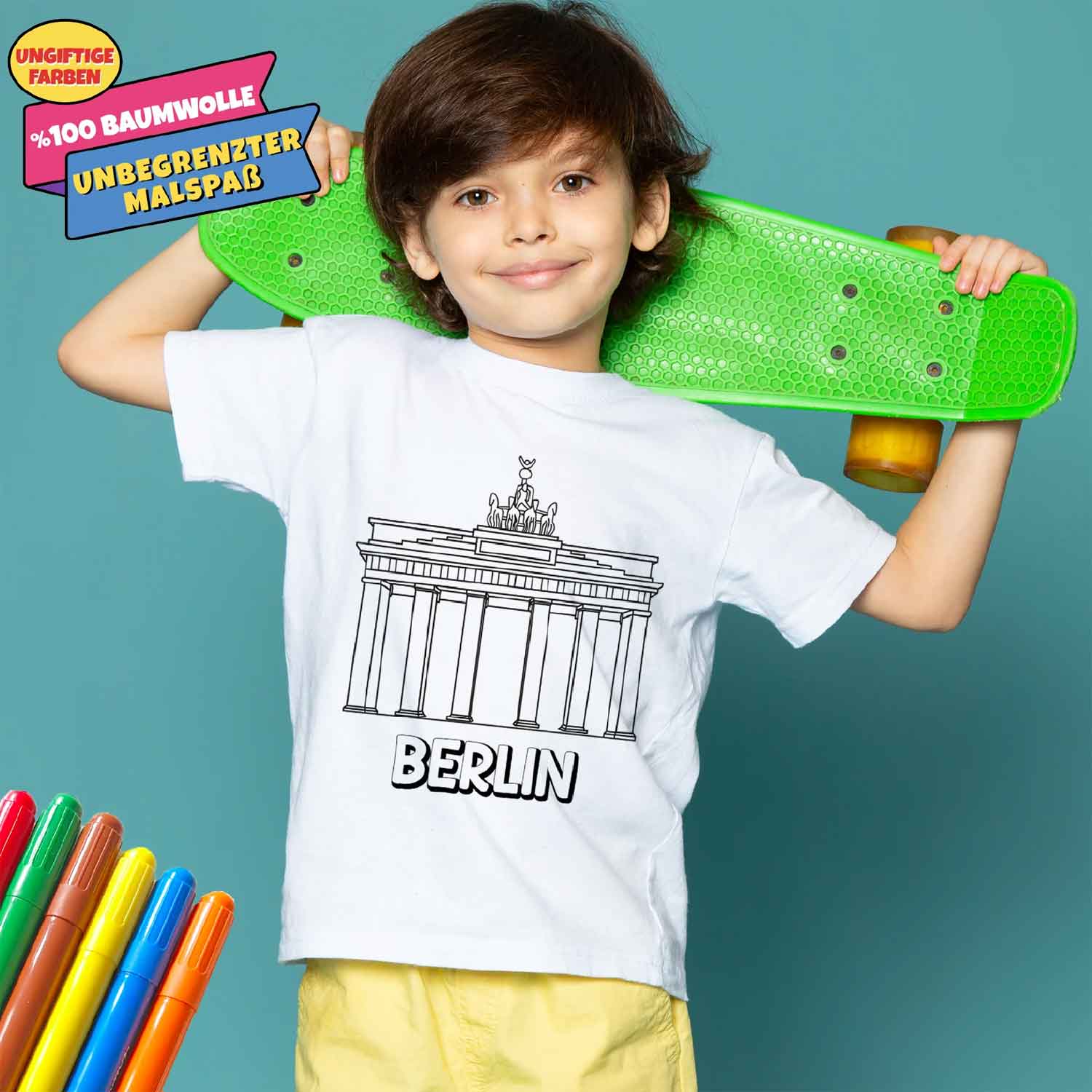 Kinder T-Shirt zum Bemalen - verschiedene tolle Berlin Motive