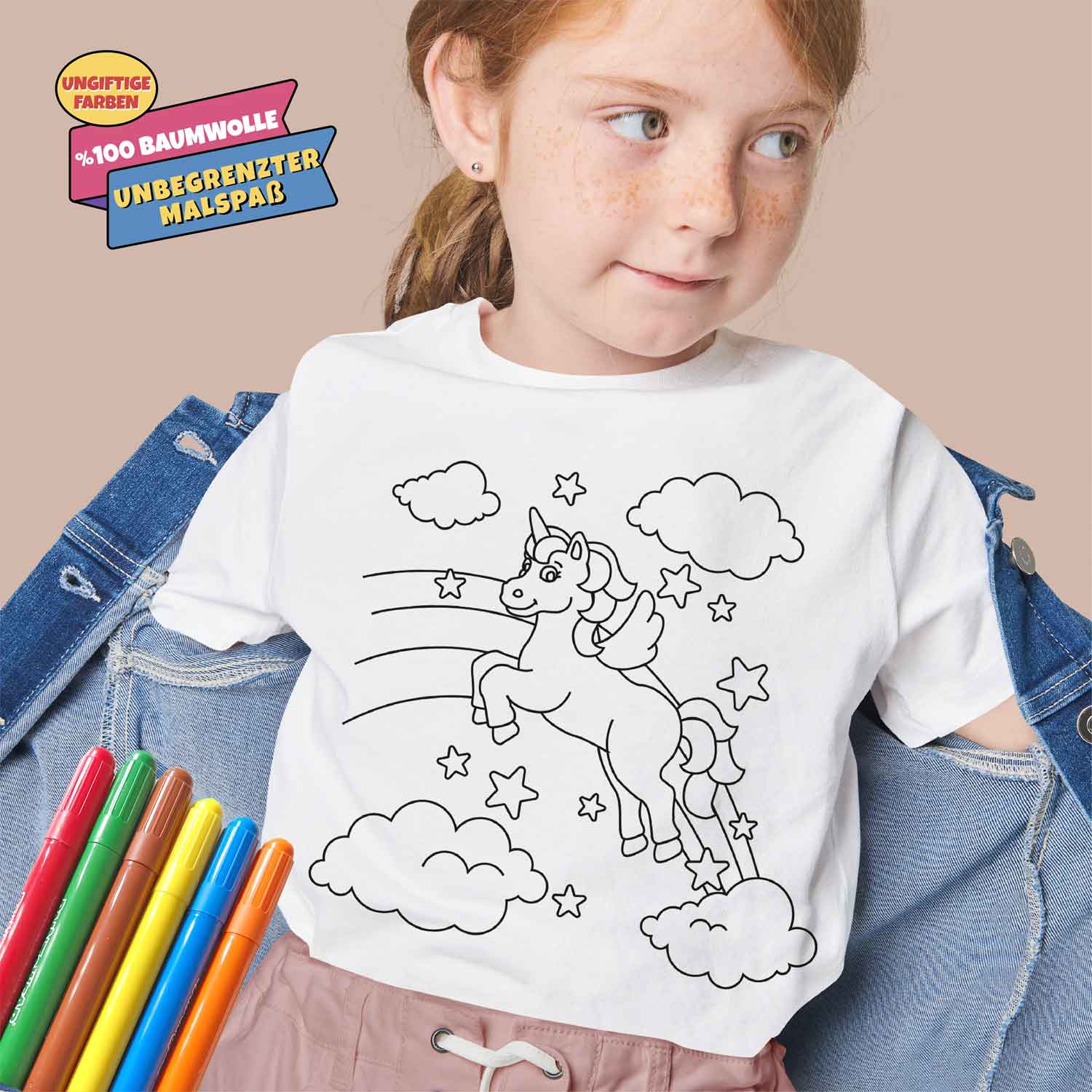 Kinder T-Shirt zum Bemalen "Das Einhorn"