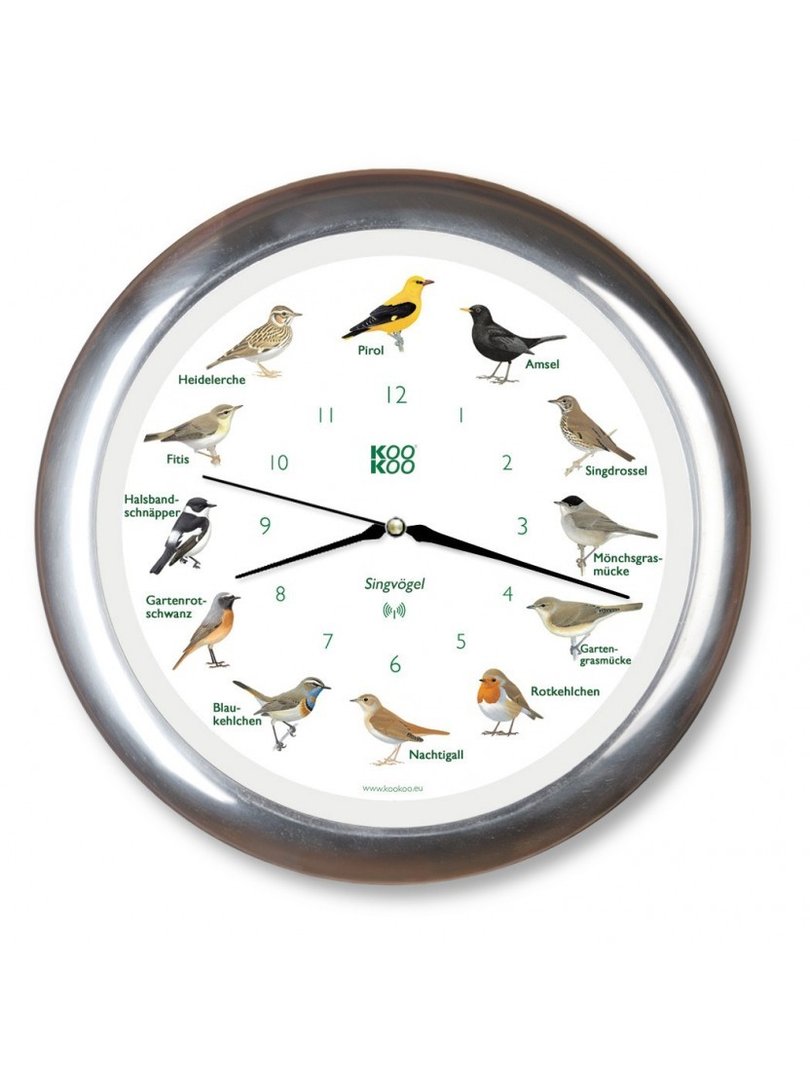 Singvögel-Uhr-KOOKOO-berlindeluxe-silber-voegel