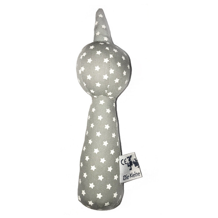 Baby rattle TV tower asterisks grey