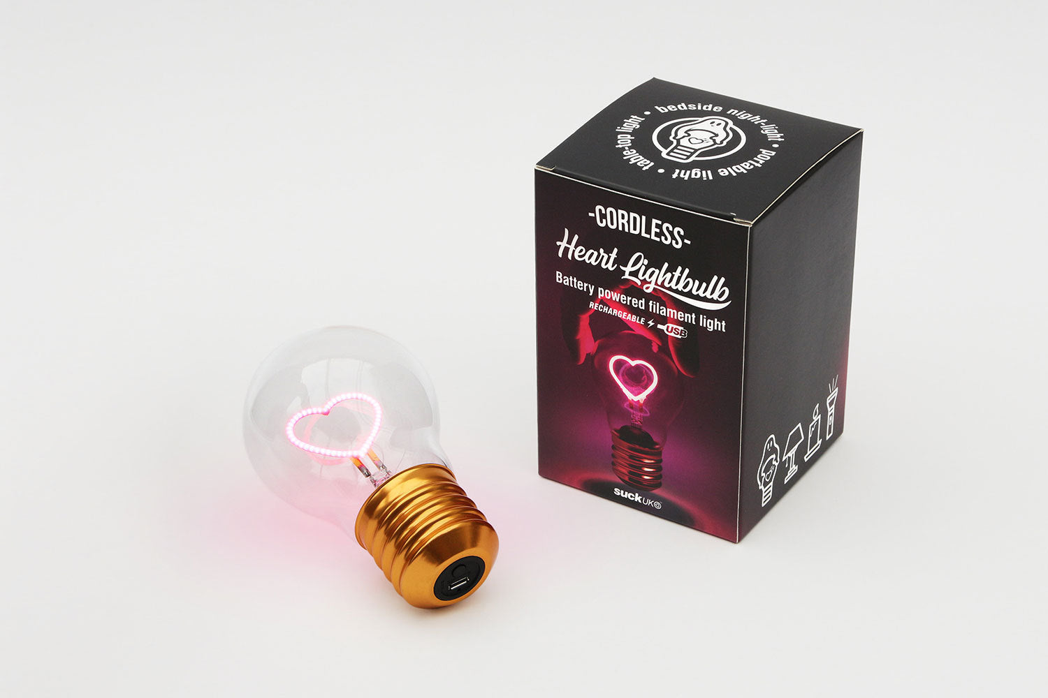 Cordless LED Light Bulb Heart from SUCK UK