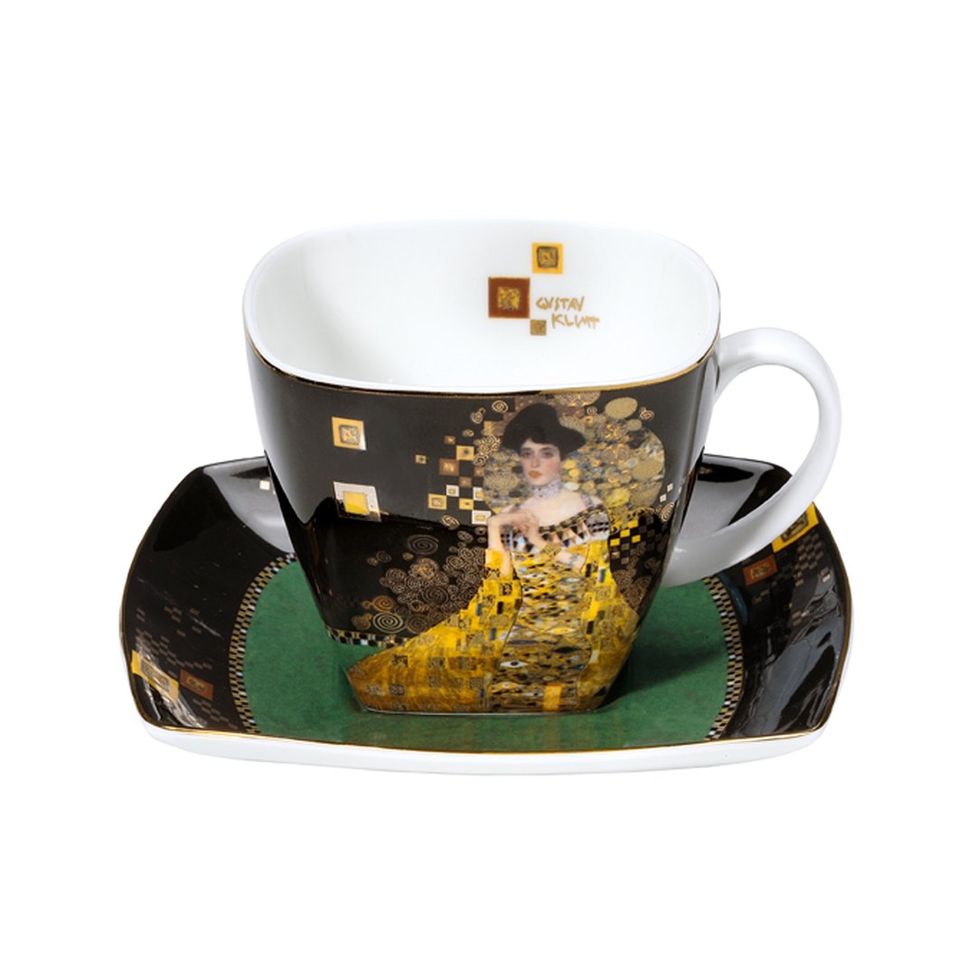 Klimt-Adele-Bloch-Bauer–Kaffeetasse-berlindeluxe-frau-kleid-goldenes-kleid-schwarz